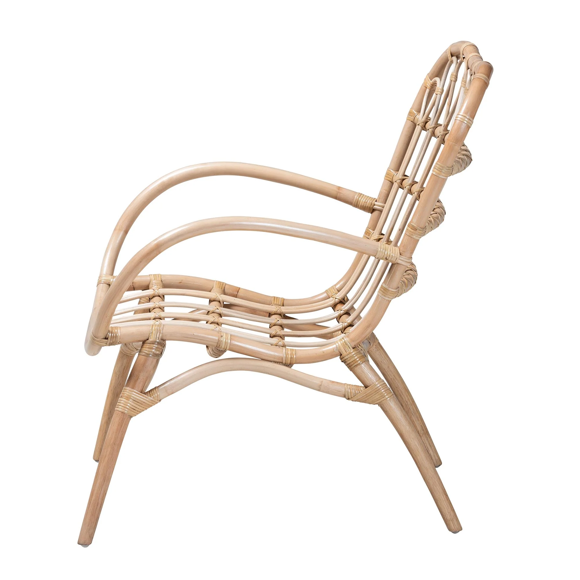 Baxton Studio bali & pari Bajo Modern Bohemian Natural Brown Rattan Arm Chair - Image 6