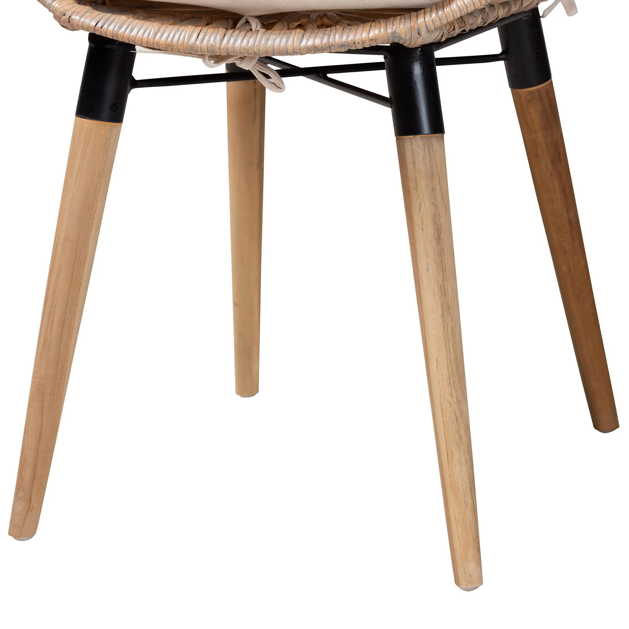 Baxton Studio bali & pari Ballerina Modern Bohemian Black Finished Rattan and Metal 2-Piece Dining Chair Set - Image 15