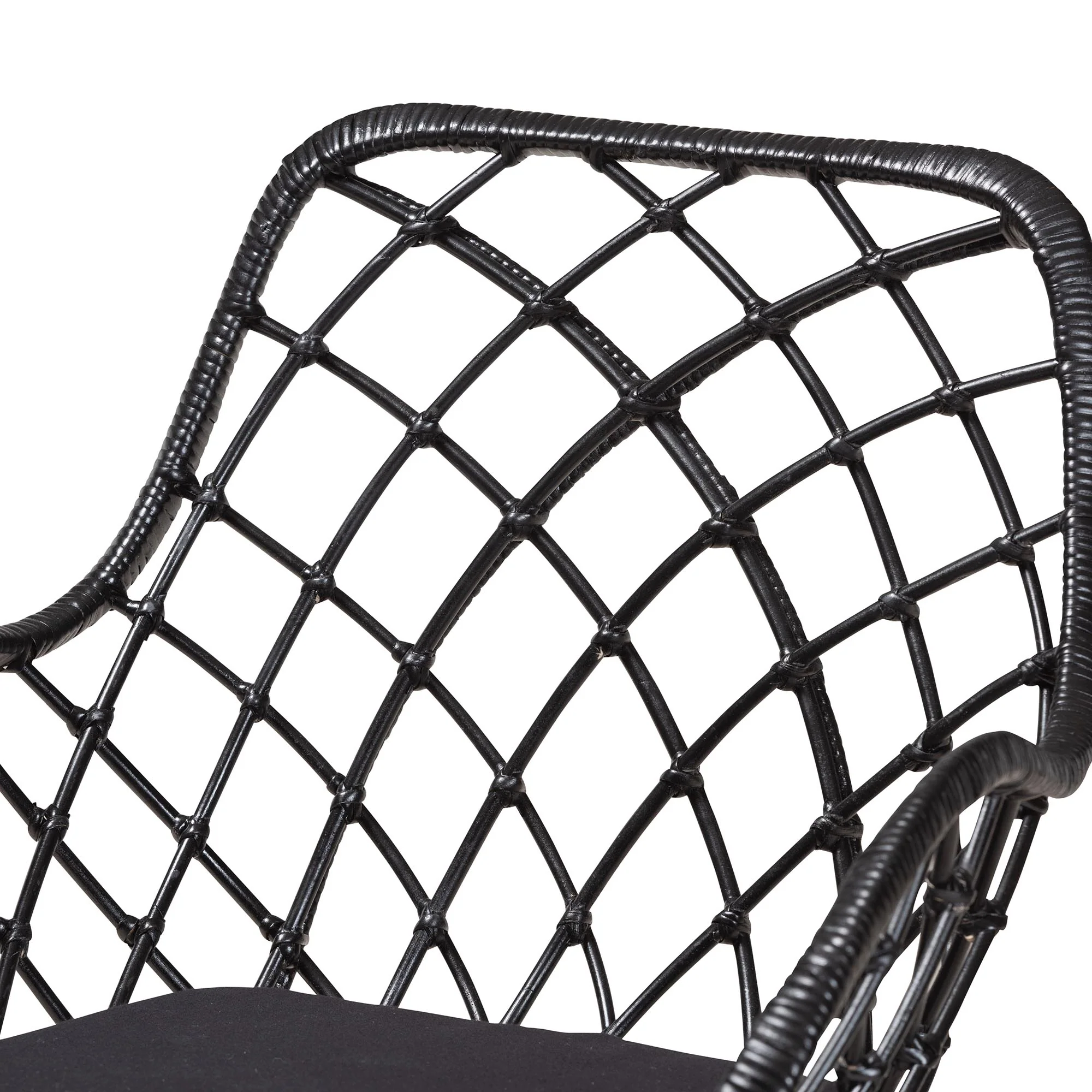 Baxton Studio bali & pari Ballerina Modern Bohemian Black Finished Rattan and Metal 2-Piece Dining Chair Set - Image 5