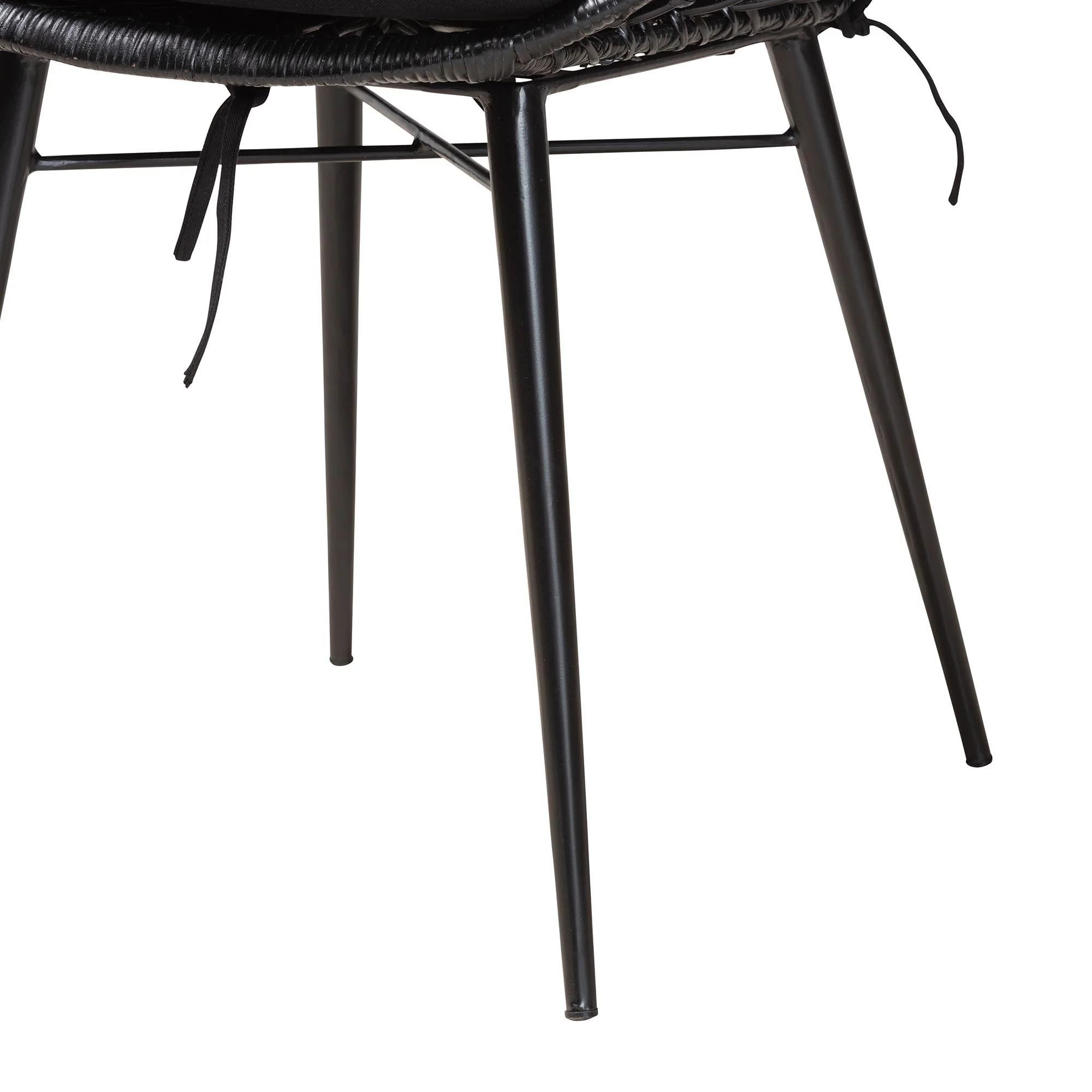 Baxton Studio bali & pari Ballerina Modern Bohemian Black Finished Rattan and Metal 2-Piece Dining Chair Set - Image 6