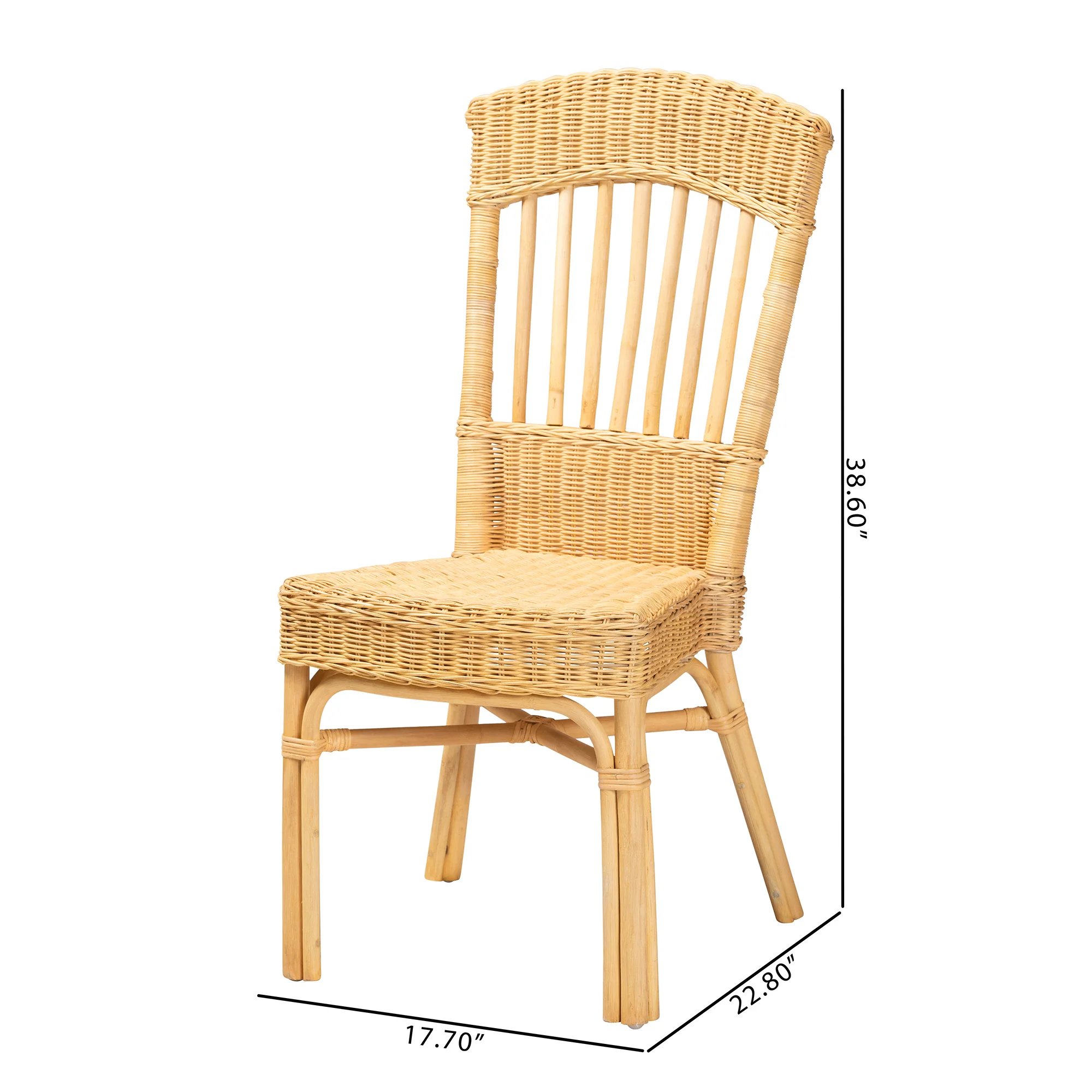 Baxton Studio bali & pari Barito Modern Bohemian Natural Brown Rattan Dining Chair - Image 10