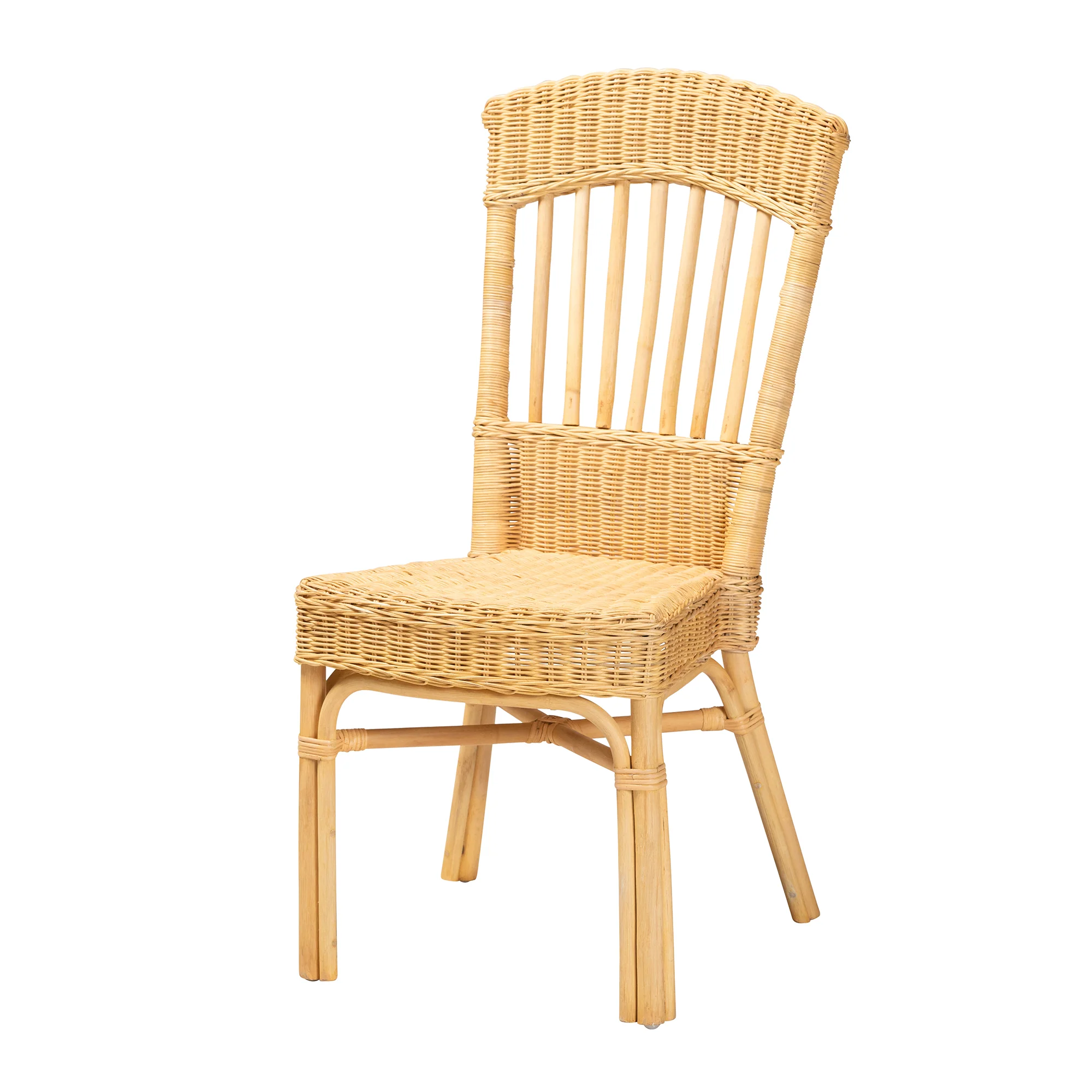 Baxton Studio bali & pari Barito Modern Bohemian Natural Brown Rattan Dining Chair - Image 2