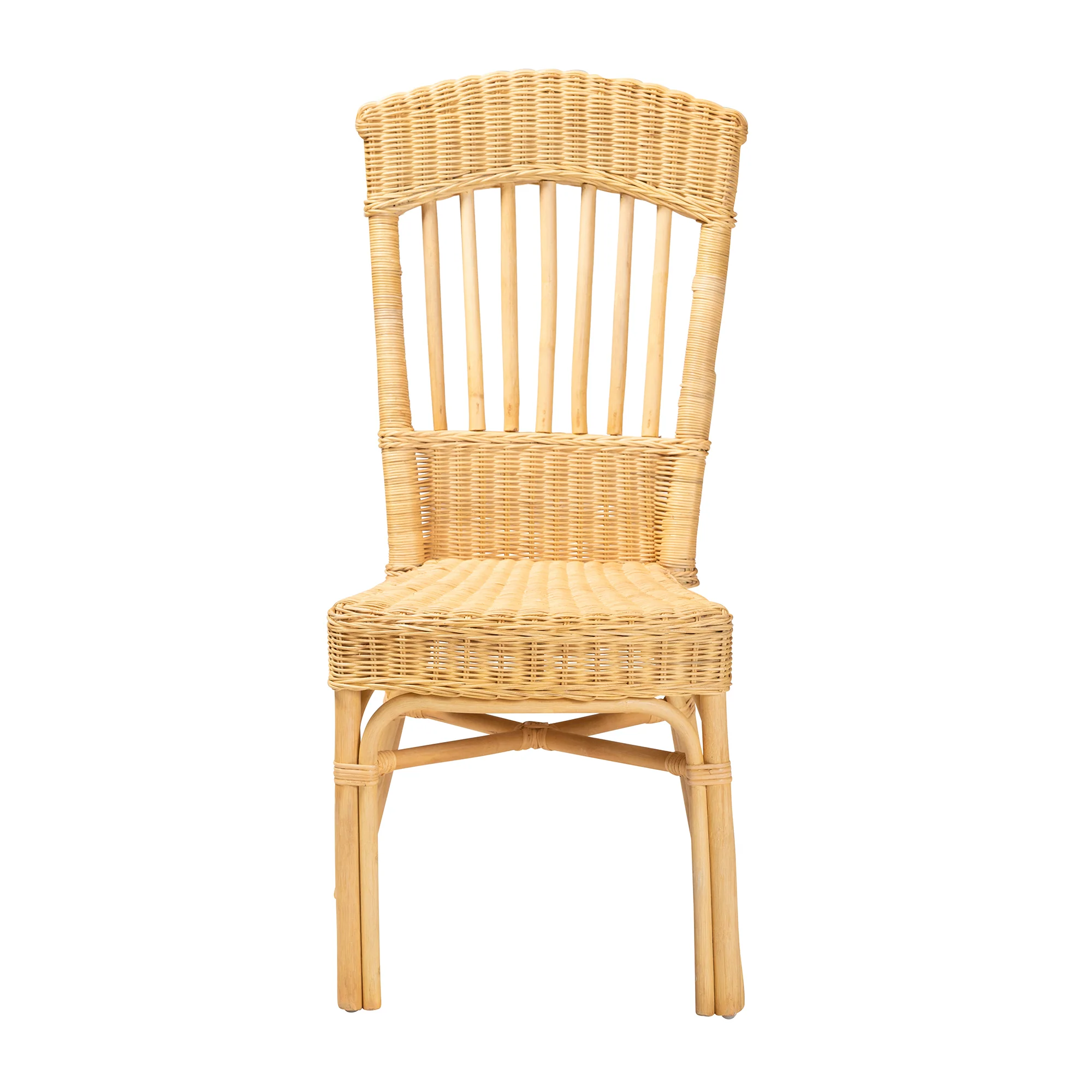 Baxton Studio bali & pari Barito Modern Bohemian Natural Brown Rattan Dining Chair - Image 3