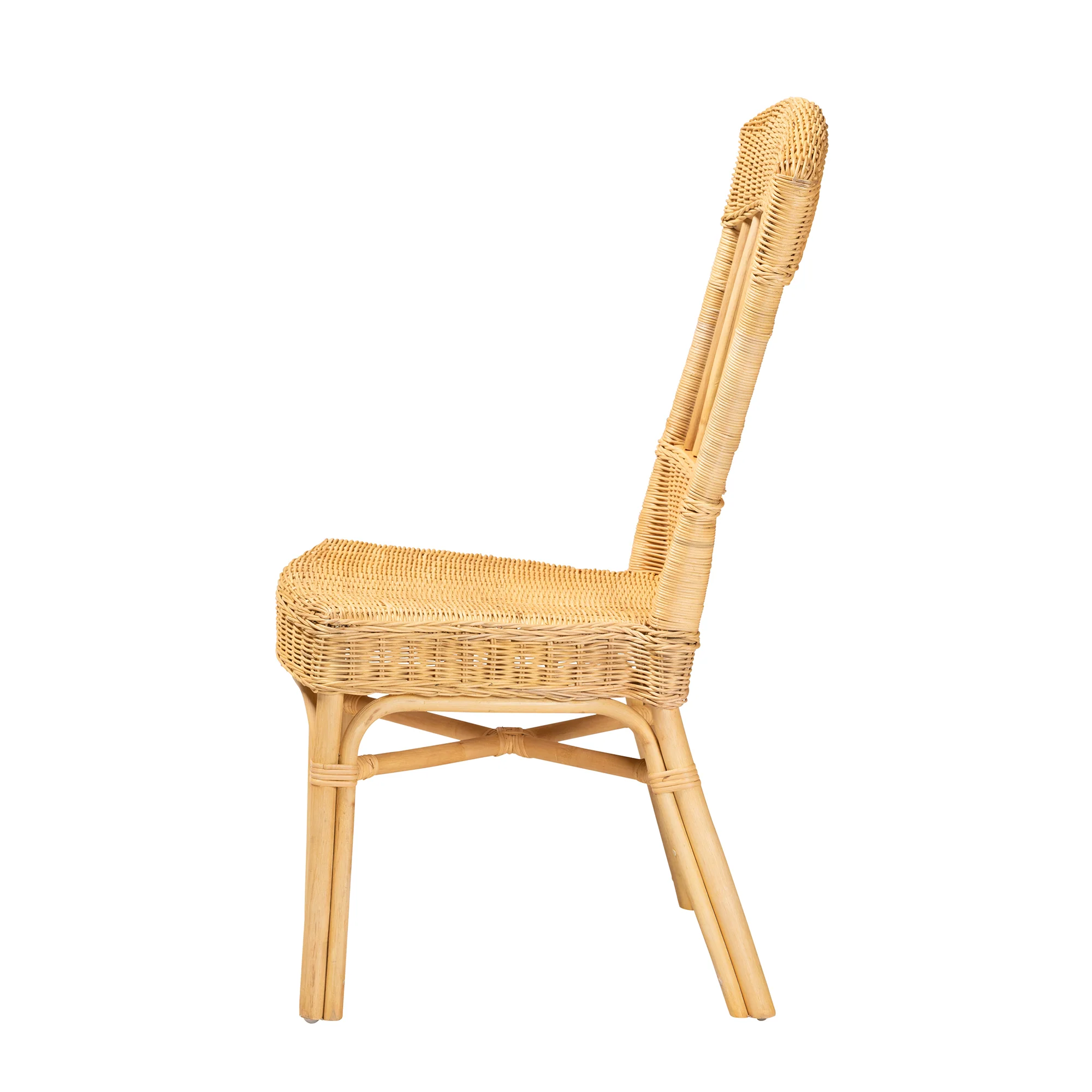 Baxton Studio bali & pari Barito Modern Bohemian Natural Brown Rattan Dining Chair - Image 4