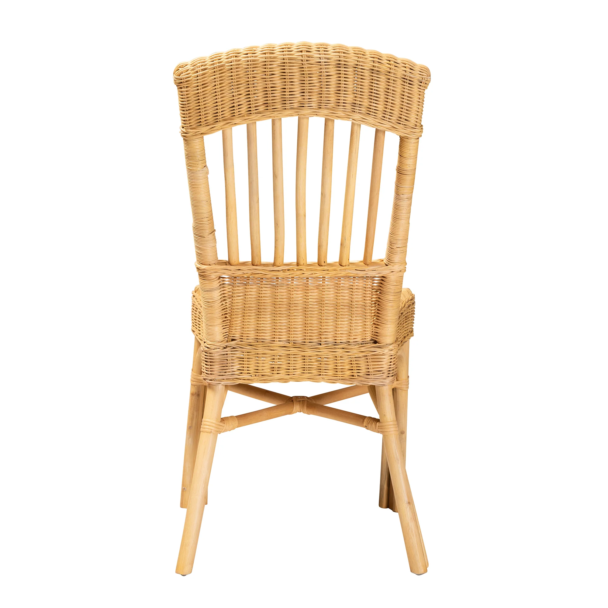 Baxton Studio bali & pari Barito Modern Bohemian Natural Brown Rattan Dining Chair - Image 5