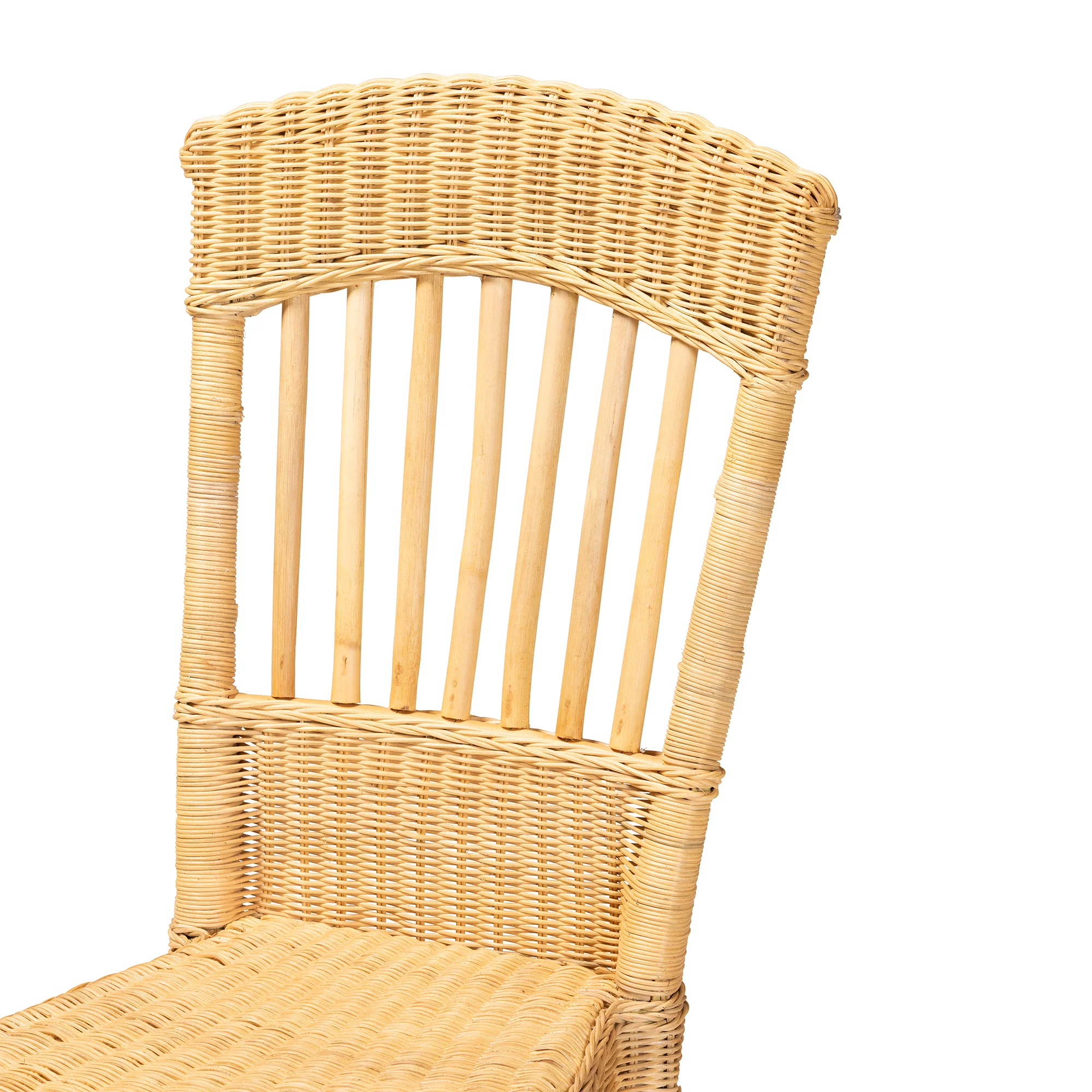 Baxton Studio bali & pari Barito Modern Bohemian Natural Brown Rattan Dining Chair - Image 6