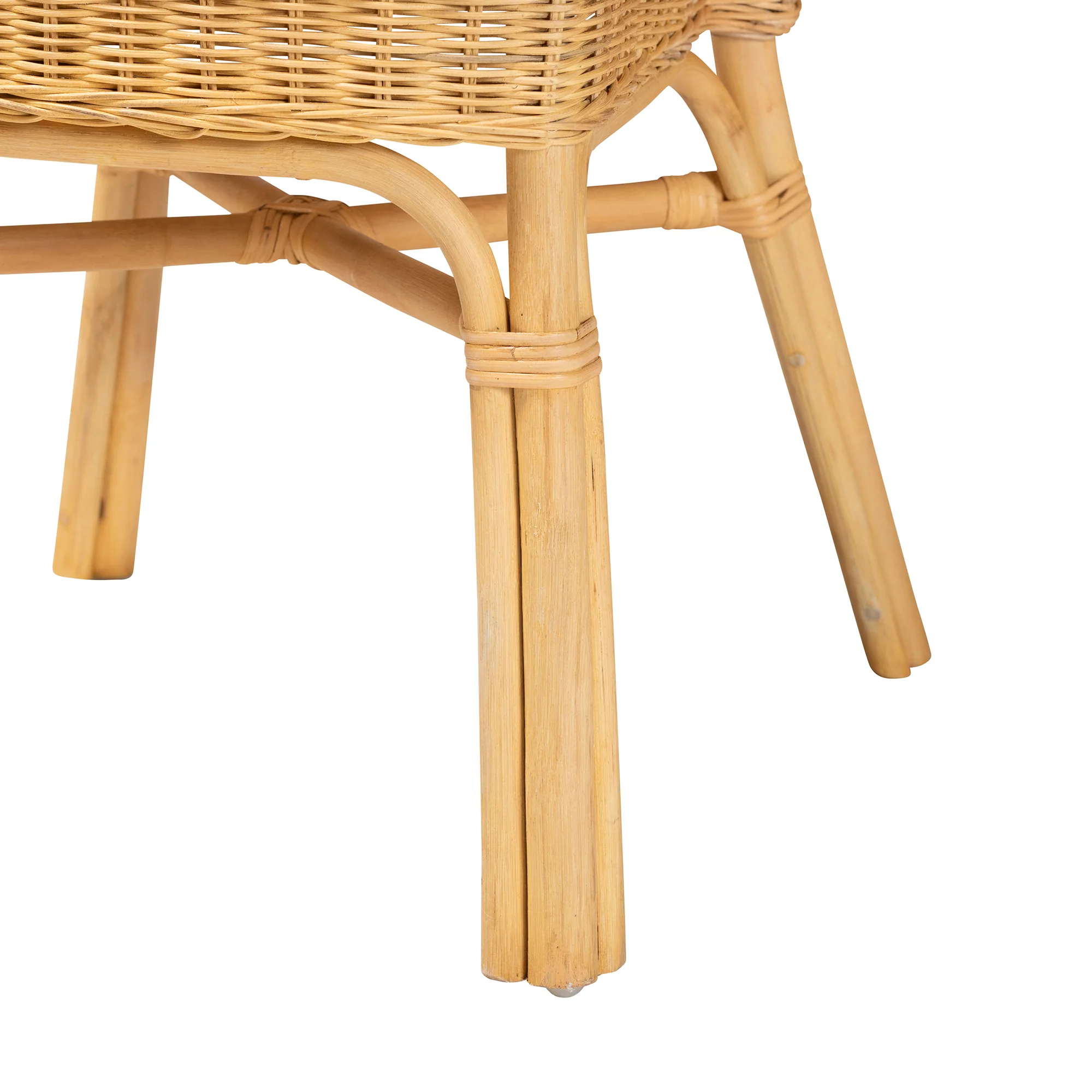 Baxton Studio bali & pari Barito Modern Bohemian Natural Brown Rattan Dining Chair - Image 7