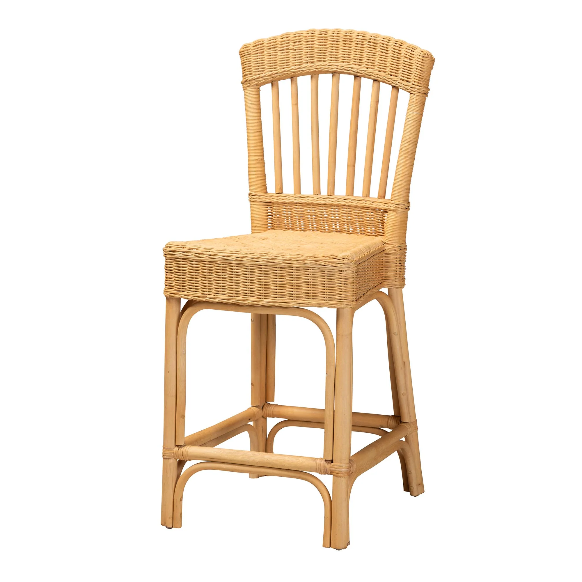 Baxton Studio bali & pari Barito Modern Bohemian Natural Rattan Counter Stool - Image 2
