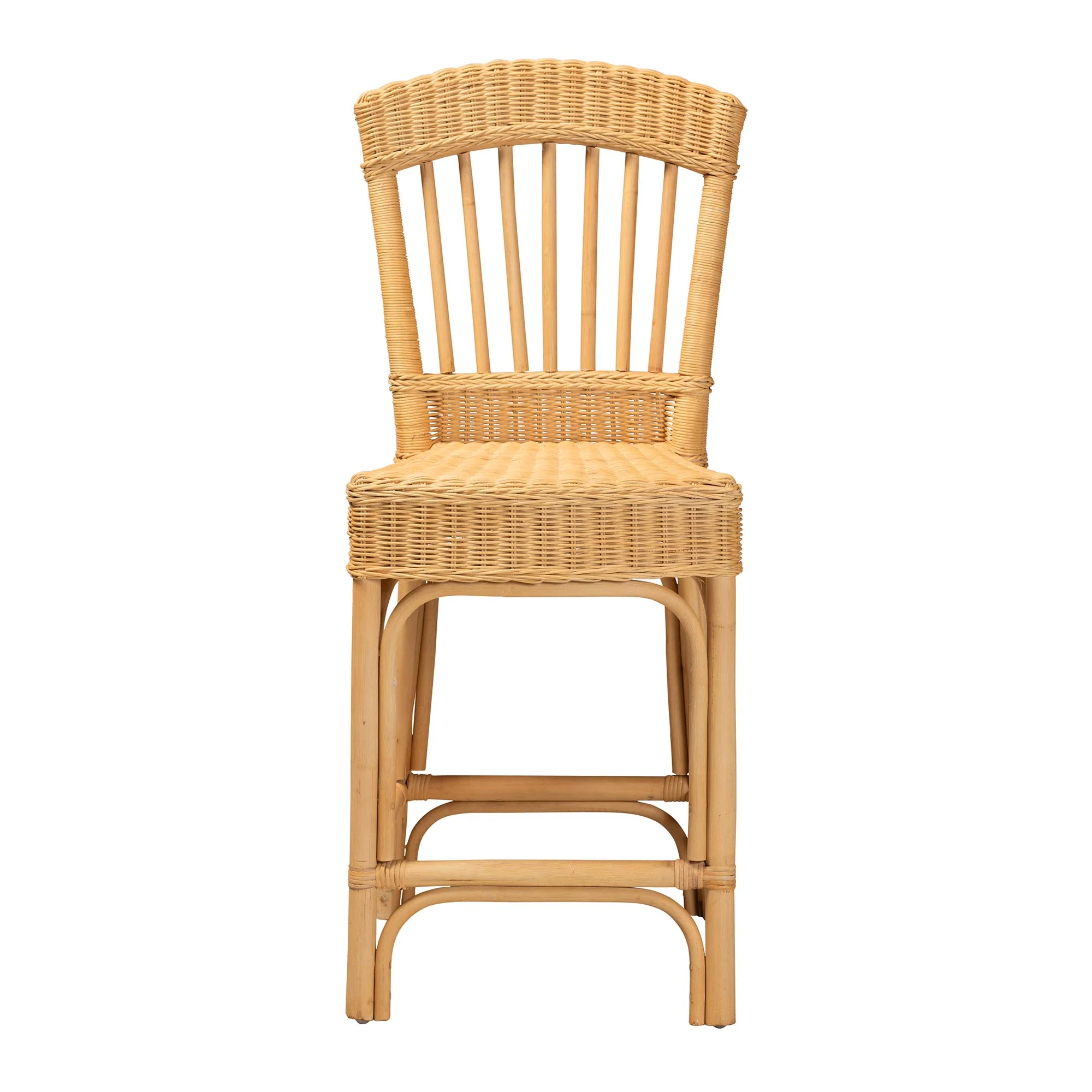 Baxton Studio bali & pari Barito Modern Bohemian Natural Rattan Counter Stool - Image 3