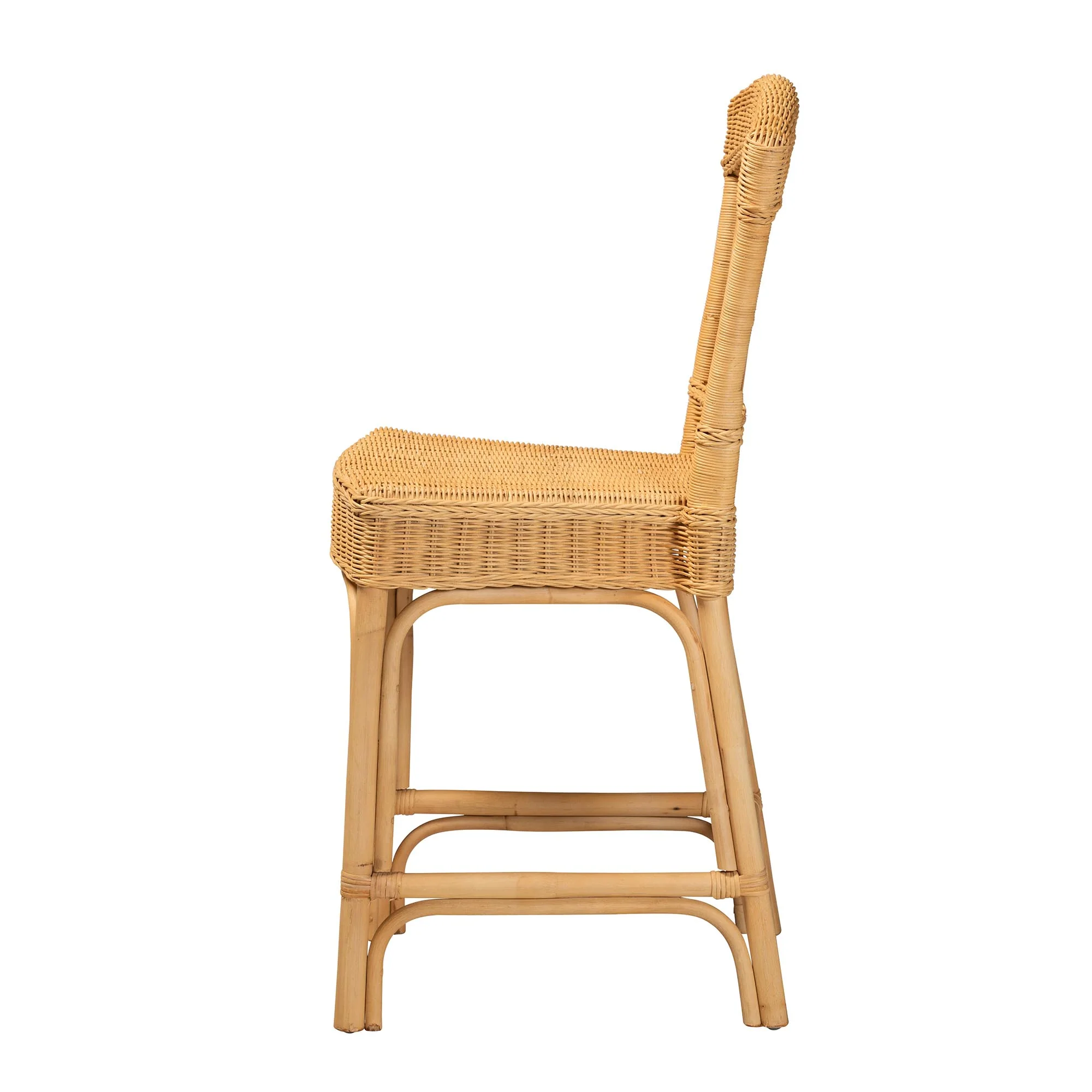 Baxton Studio bali & pari Barito Modern Bohemian Natural Rattan Counter Stool - Image 4