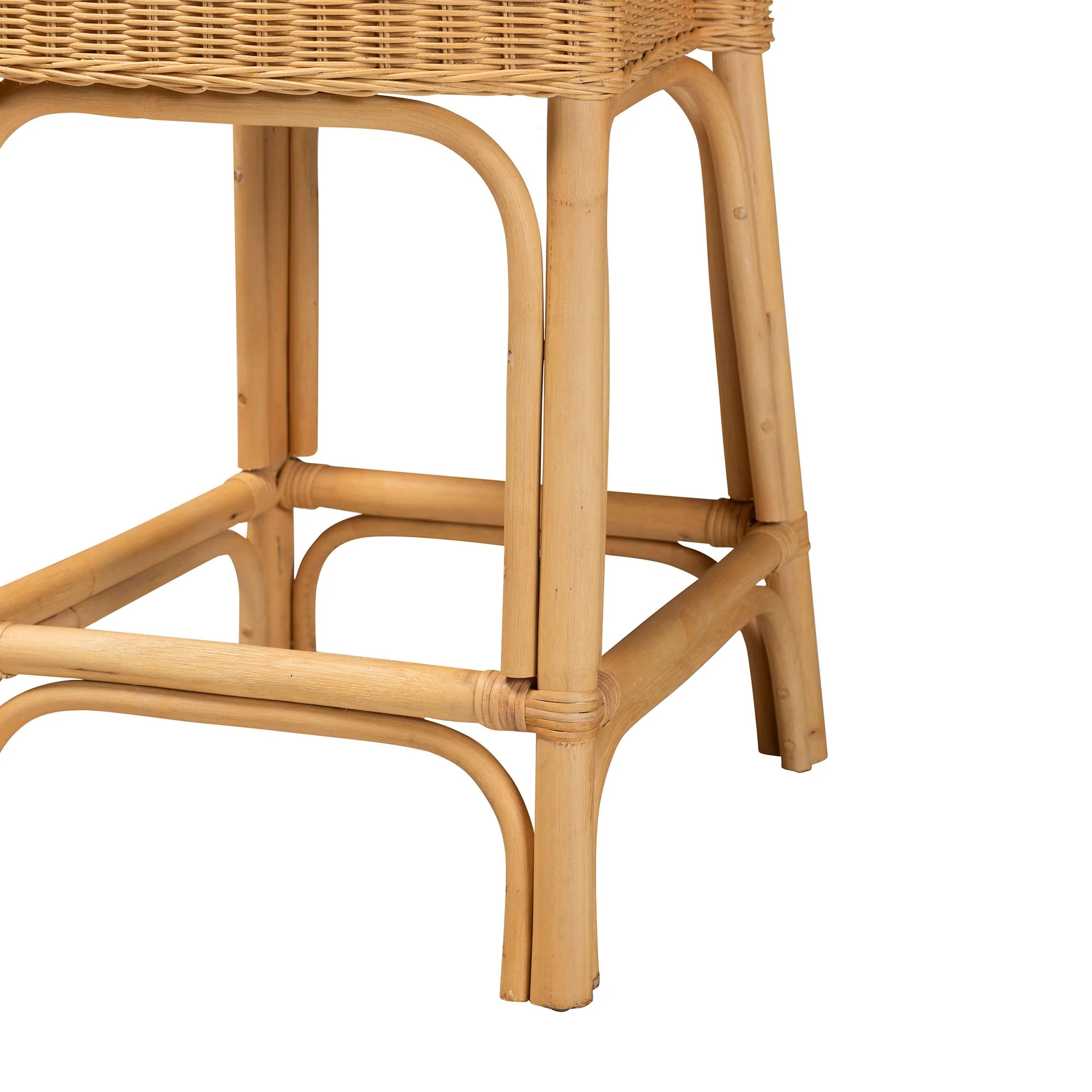 Baxton Studio bali & pari Barito Modern Bohemian Natural Rattan Counter Stool - Image 7