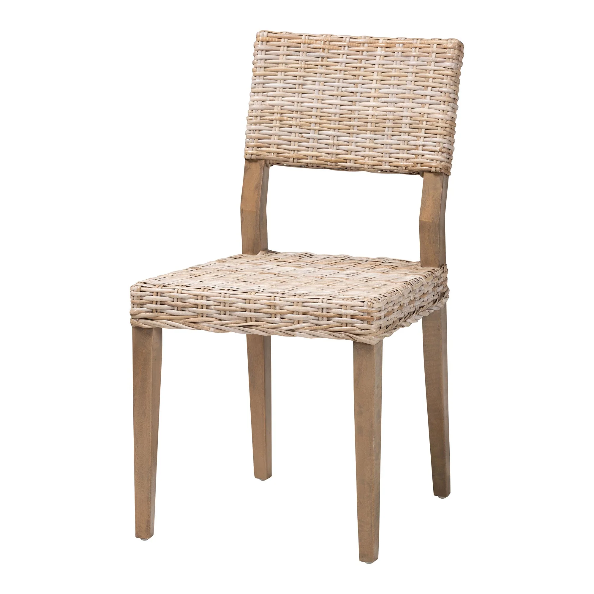 Baxton Studio bali & pari Barossa Bohemian Grey Kubu Rattan and Mahogany Wood Dining Chair - Image 4