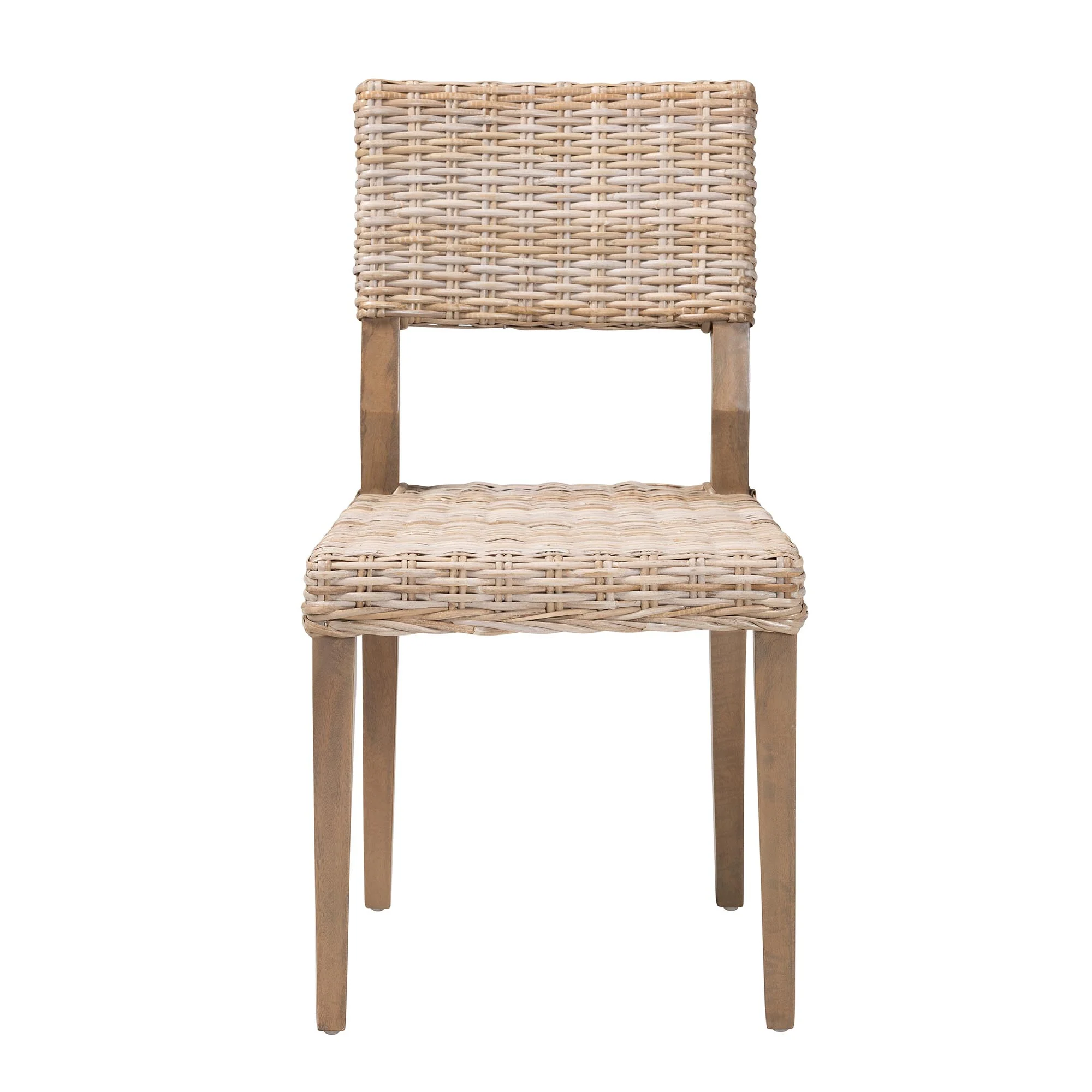 Baxton Studio bali & pari Barossa Bohemian Grey Kubu Rattan and Mahogany Wood Dining Chair - Image 5