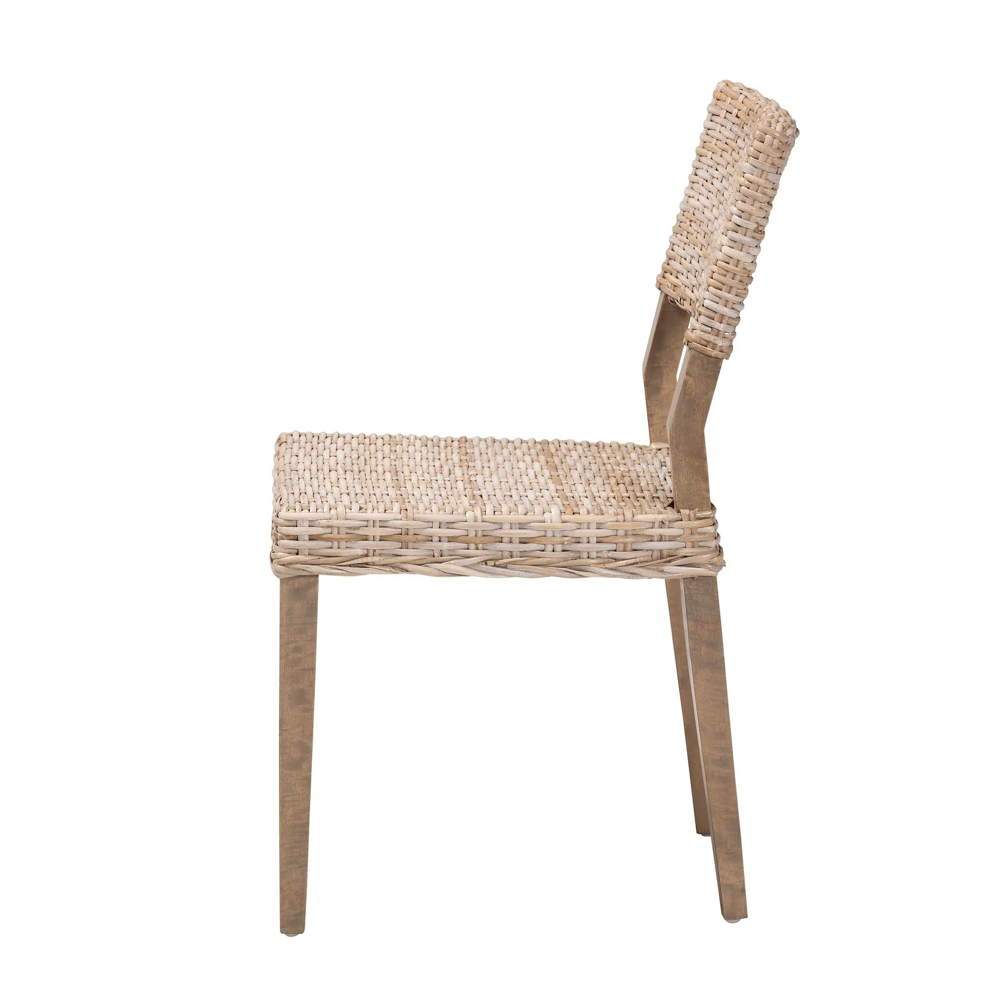 Baxton Studio bali & pari Barossa Bohemian Grey Kubu Rattan and Mahogany Wood Dining Chair - Image 6