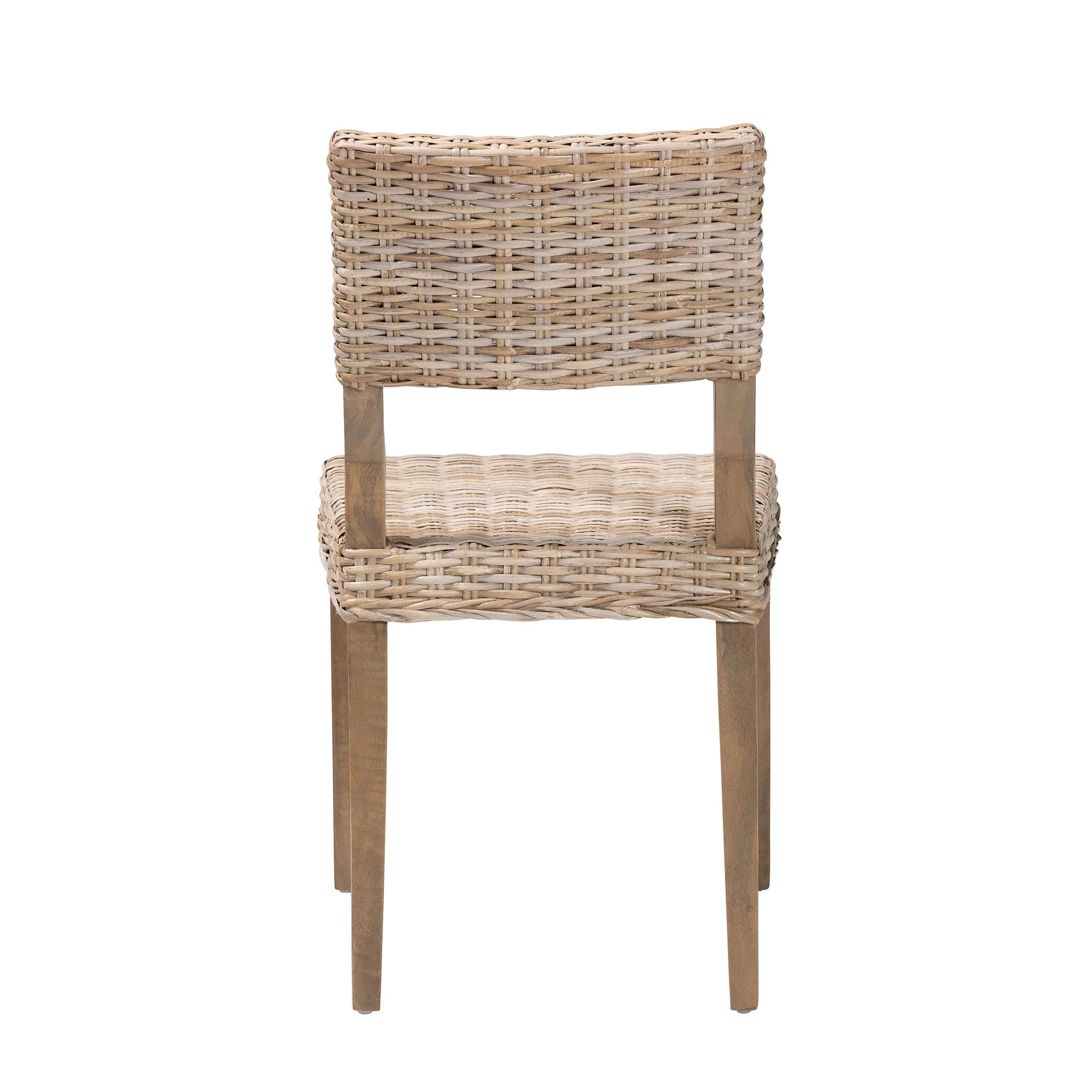 Baxton Studio bali & pari Barossa Bohemian Grey Kubu Rattan and Mahogany Wood Dining Chair - Image 7