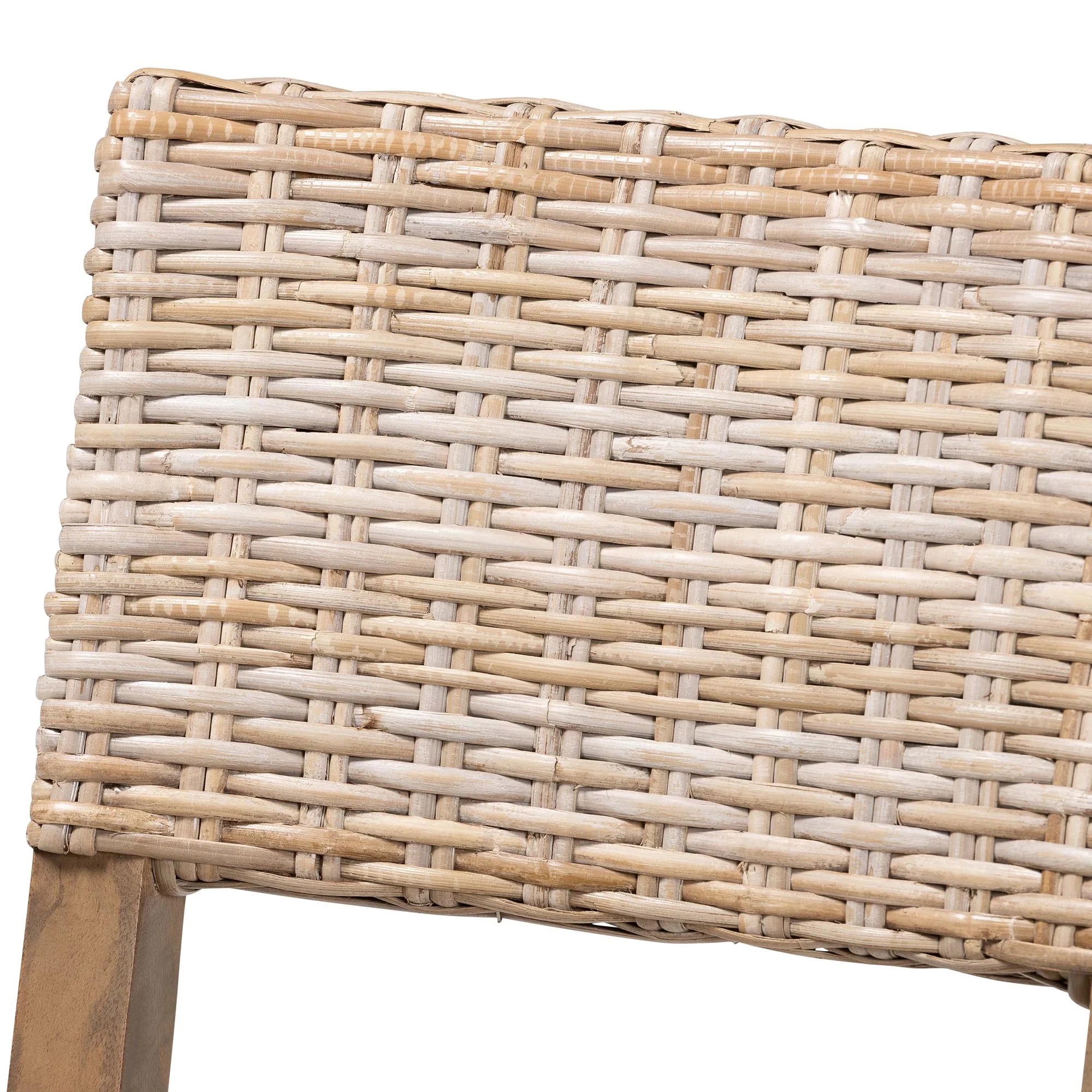 Baxton Studio bali & pari Barossa Bohemian Grey Kubu Rattan and Mahogany Wood Dining Chair - Image 8