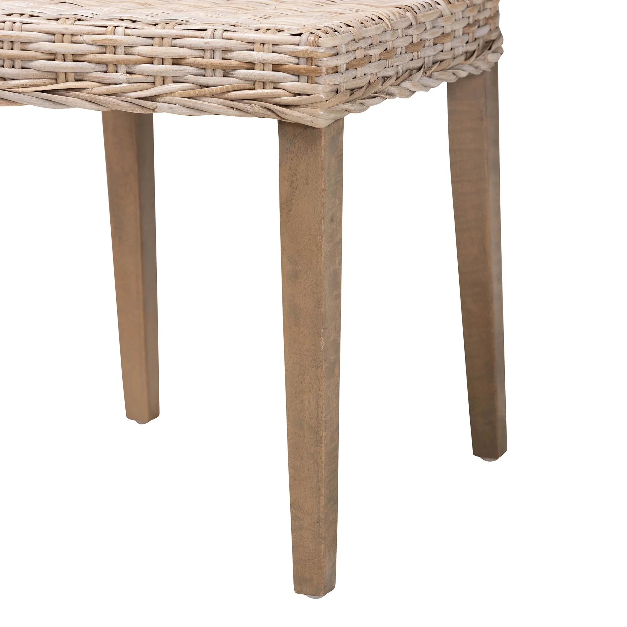 Baxton Studio bali & pari Barossa Bohemian Grey Kubu Rattan and Mahogany Wood Dining Chair - Image 9