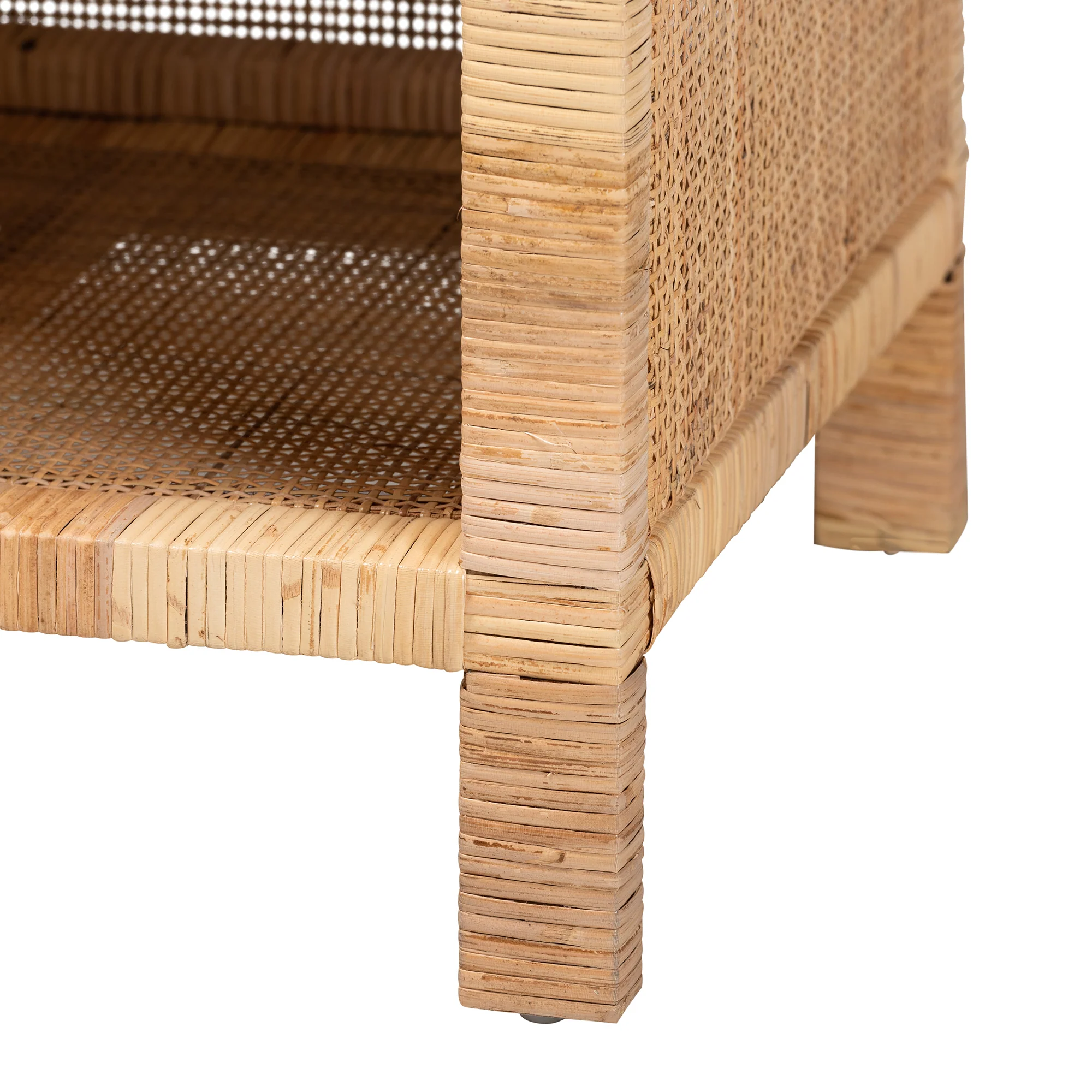 Baxton Studio bali & pari Bella Modern Bohemian Natural Brown Mahogany Wood and Natural Rattan 1-Drawer Console Table - Image 11