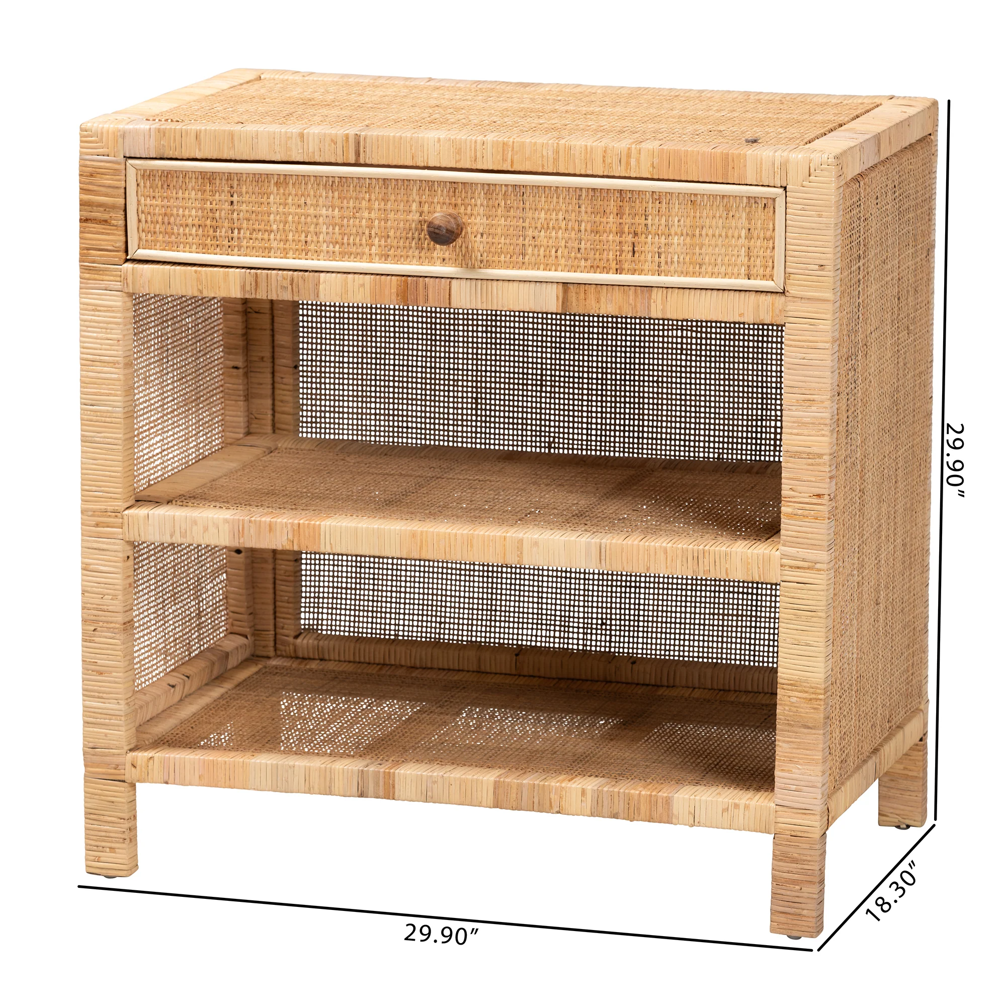 Baxton Studio bali & pari Bella Modern Bohemian Natural Brown Mahogany Wood and Natural Rattan 1-Drawer Console Table - Image 4