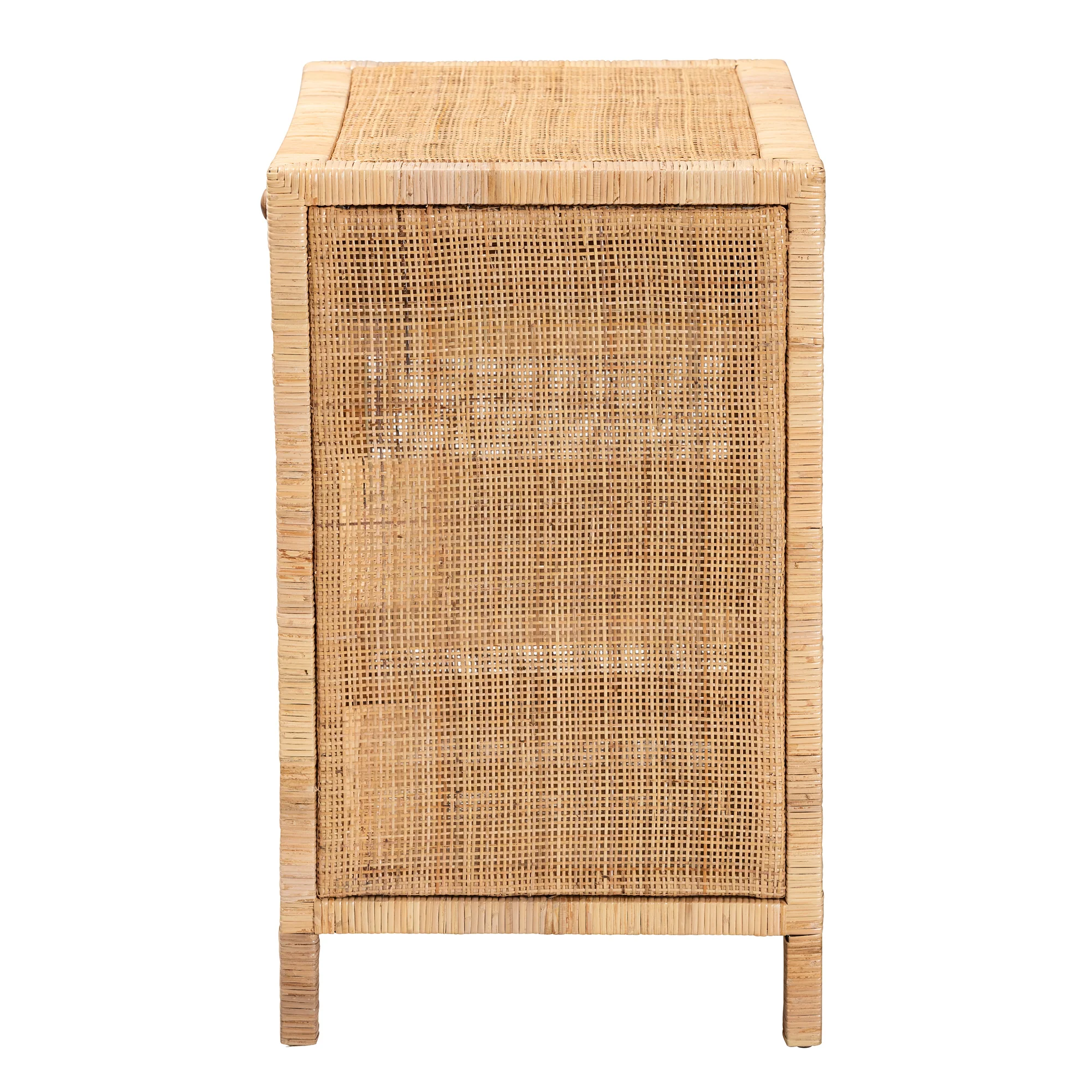 Baxton Studio bali & pari Bella Modern Bohemian Natural Brown Mahogany Wood and Natural Rattan 1-Drawer Console Table - Image 8