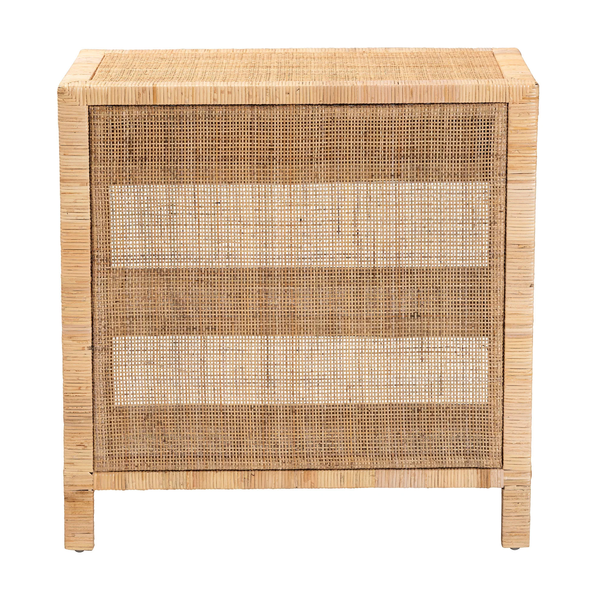 Baxton Studio bali & pari Bella Modern Bohemian Natural Brown Mahogany Wood and Natural Rattan 1-Drawer Console Table - Image 9