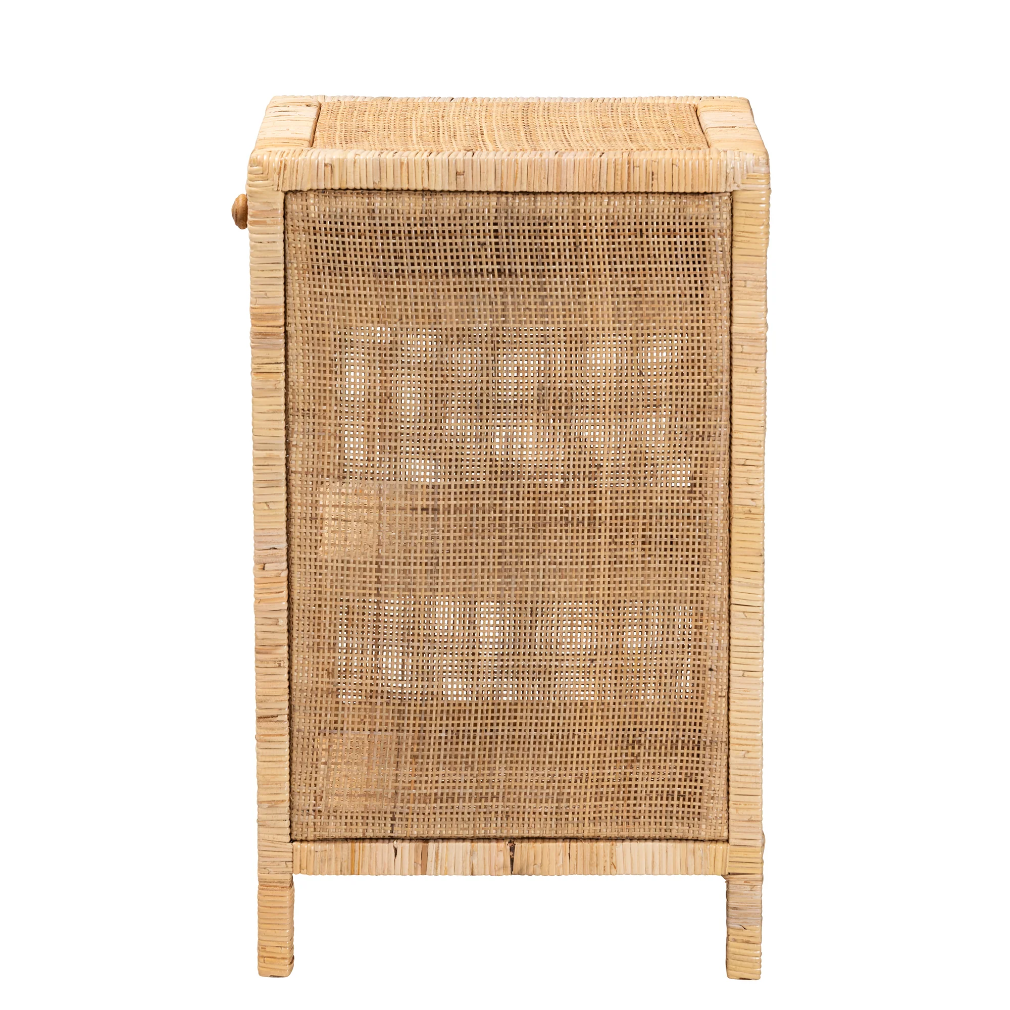 Baxton Studio bali & pari Bella Modern Bohemian Natural Brown Mahogany Wood and Natural Rattan 1-Drawer Nightstand - Image 5