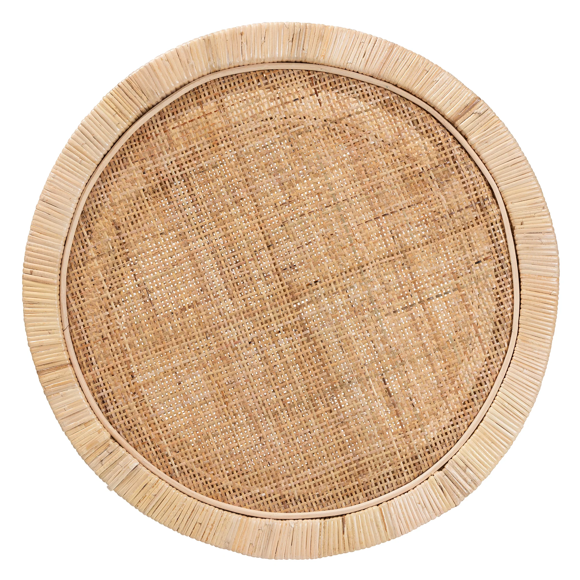 Baxton Studio bali & pari Bella Modern Bohemian Natural Brown Mahogany Wood and Natural Rattan 2-Tier End Table - Image 5