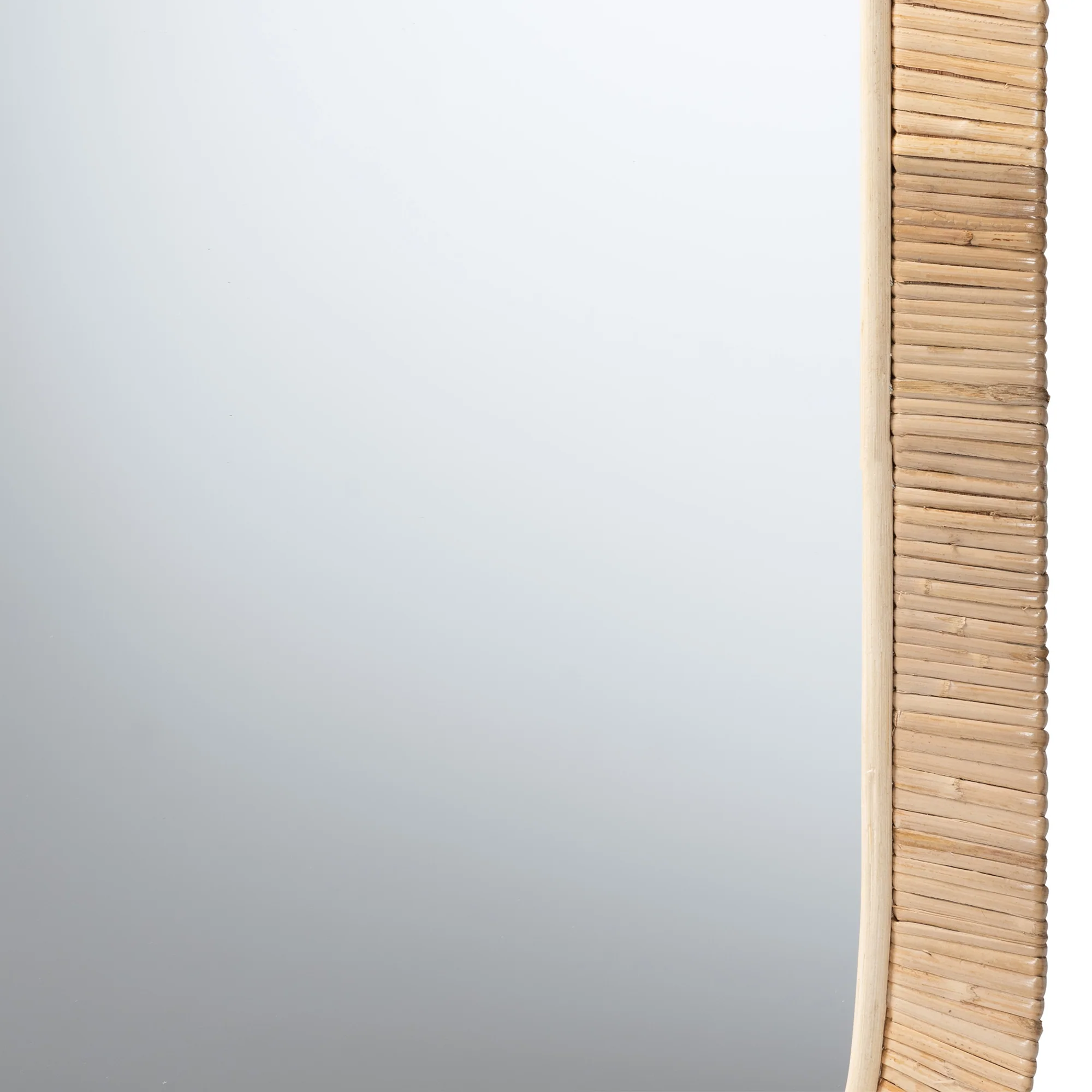 Baxton Studio bali & pari Bella Modern Bohemian Natural Brown Mahognay Wood and Natural Rattan Oval Mirror - Image 3