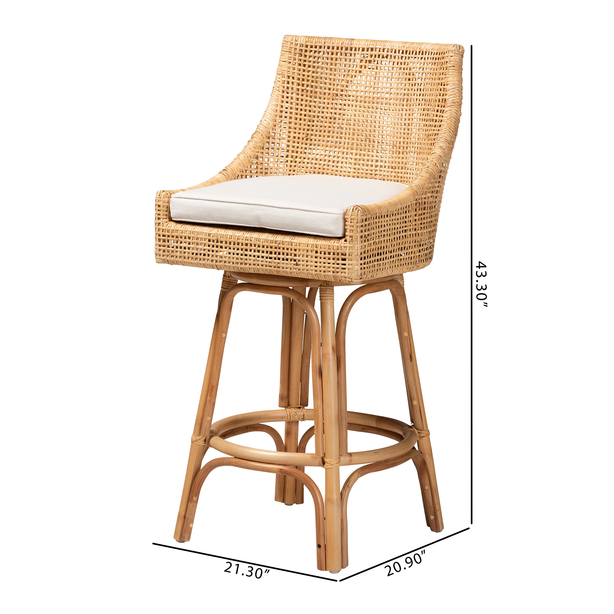 Baxton Studio bali & pari Bella Modern Bohemian Natural Brown Rattan Bar Stool - Image 10