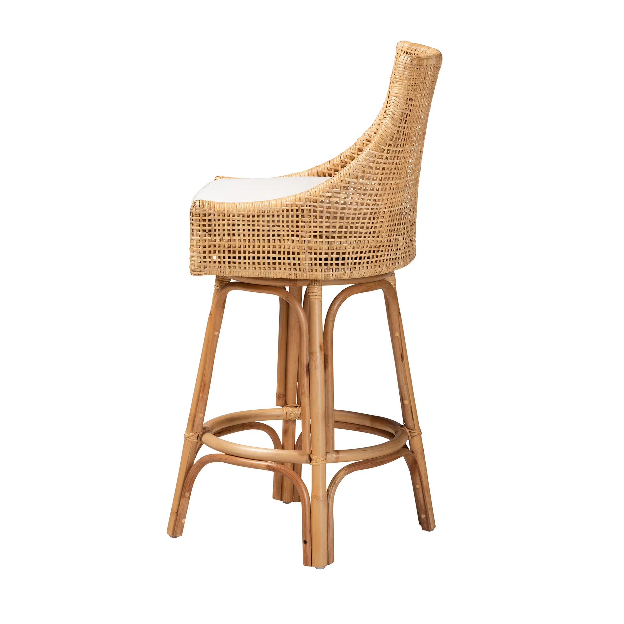 Baxton Studio bali & pari Bella Modern Bohemian Natural Brown Rattan Bar Stool - Image 4