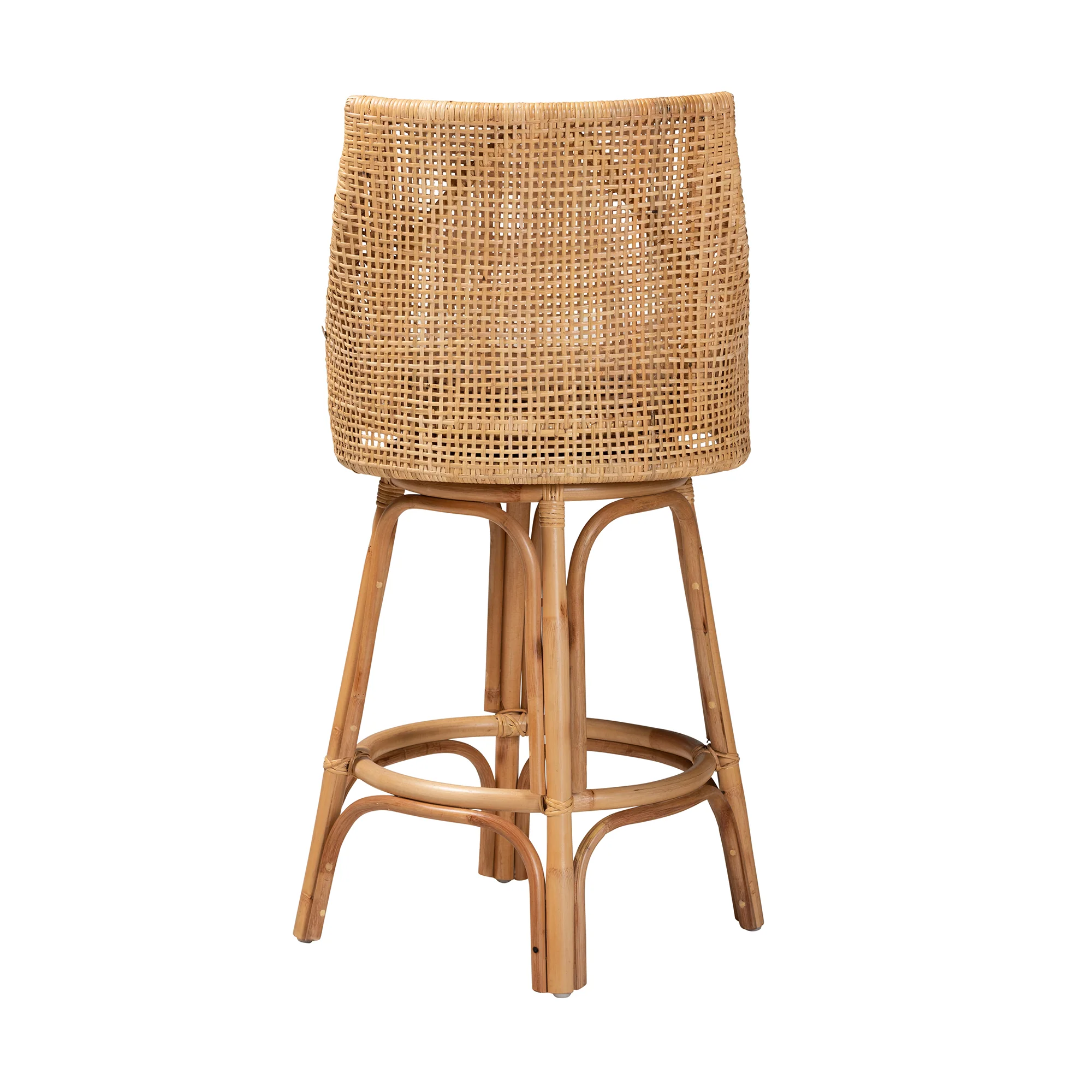 Baxton Studio bali & pari Bella Modern Bohemian Natural Brown Rattan Bar Stool - Image 5