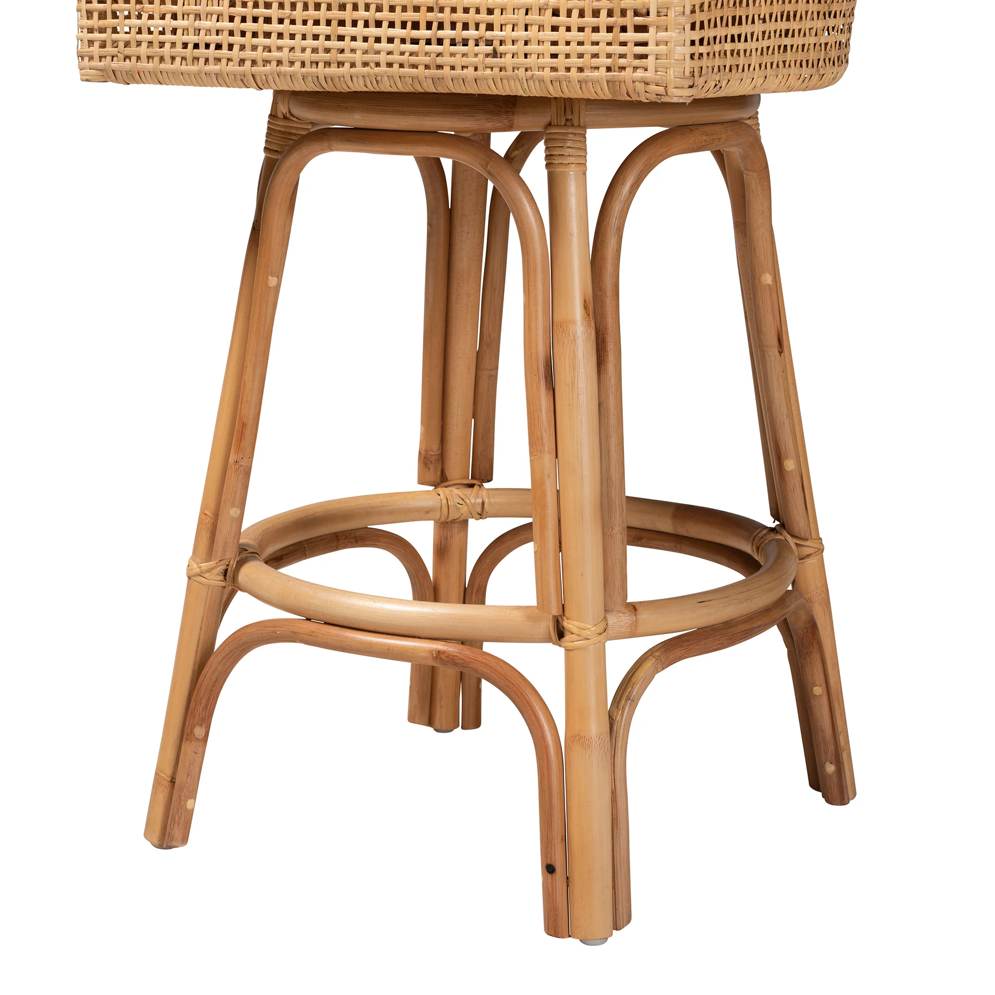 Baxton Studio bali & pari Bella Modern Bohemian Natural Brown Rattan Bar Stool - Image 7