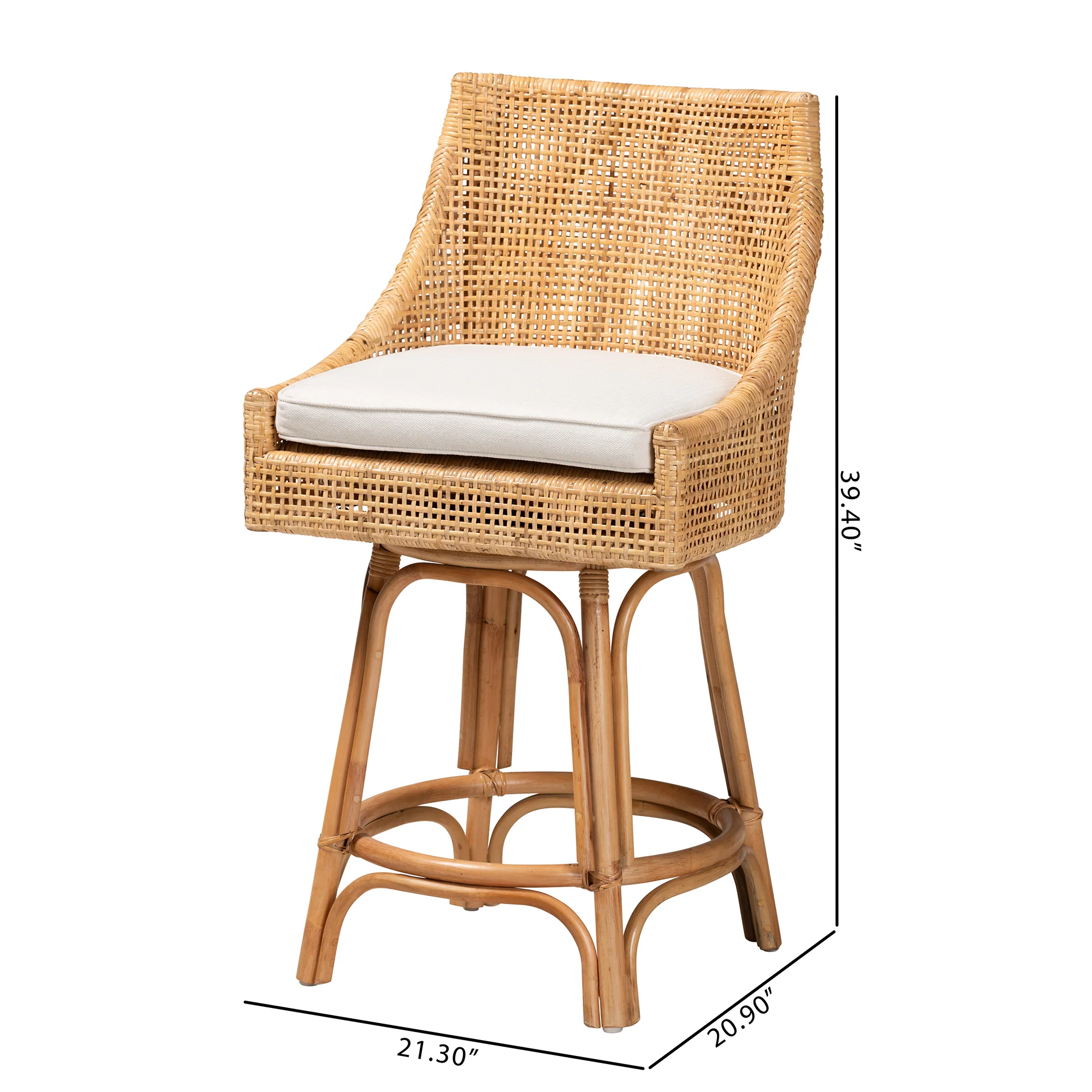 Baxton Studio bali & pari Bella Modern Bohemian Natural Brown Rattan Counter Stool - Image 10