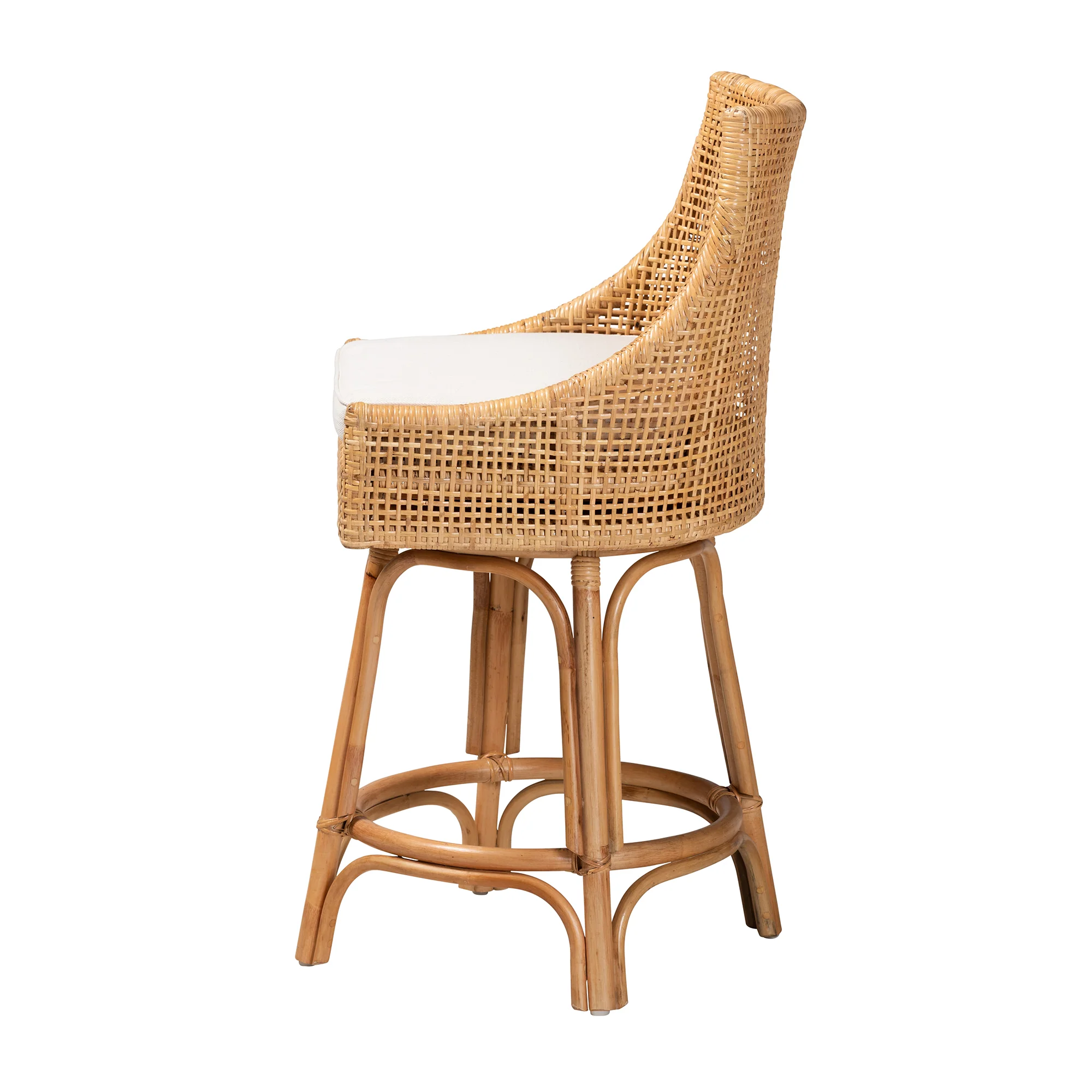 Baxton Studio bali & pari Bella Modern Bohemian Natural Brown Rattan Counter Stool - Image 4