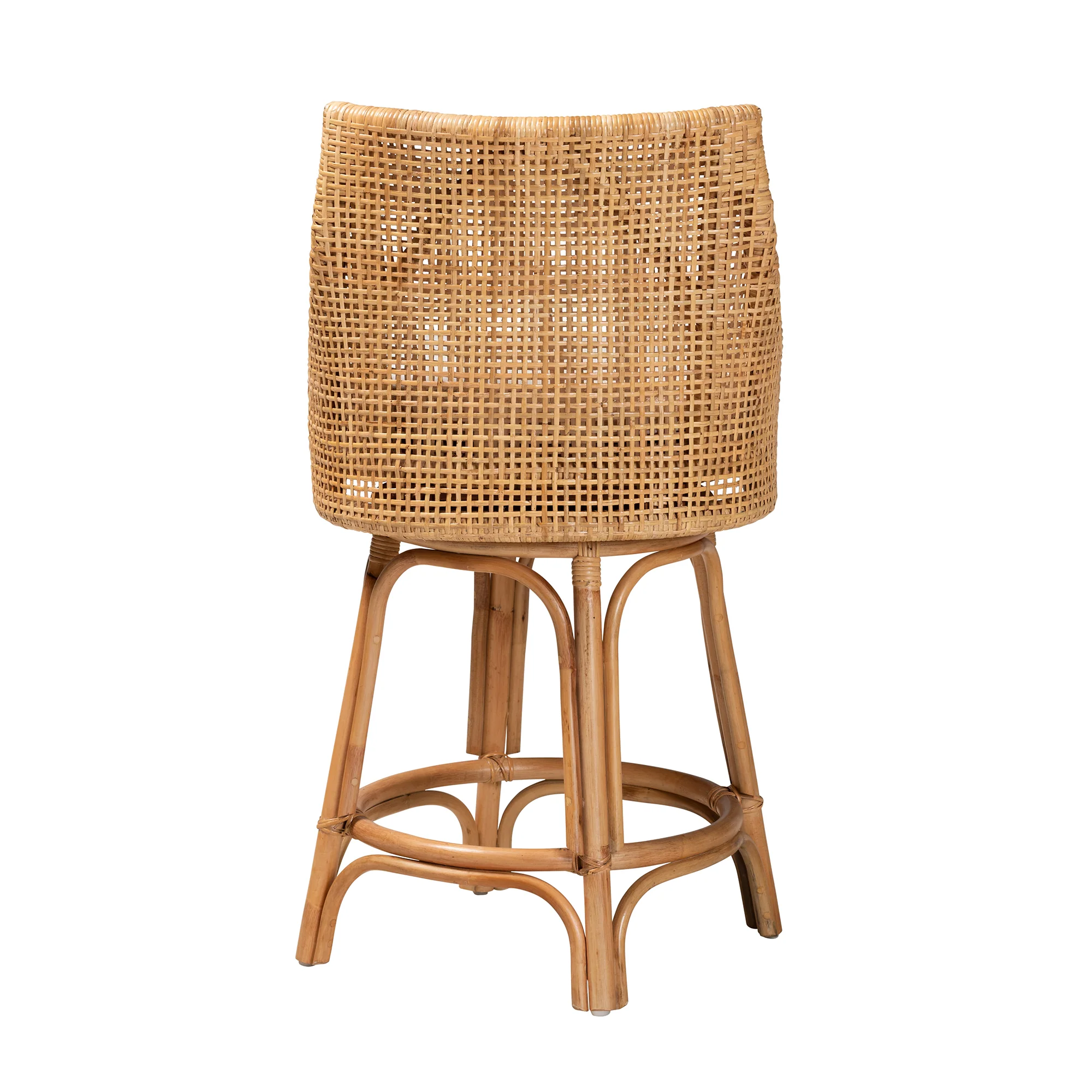 Baxton Studio bali & pari Bella Modern Bohemian Natural Brown Rattan Counter Stool - Image 5