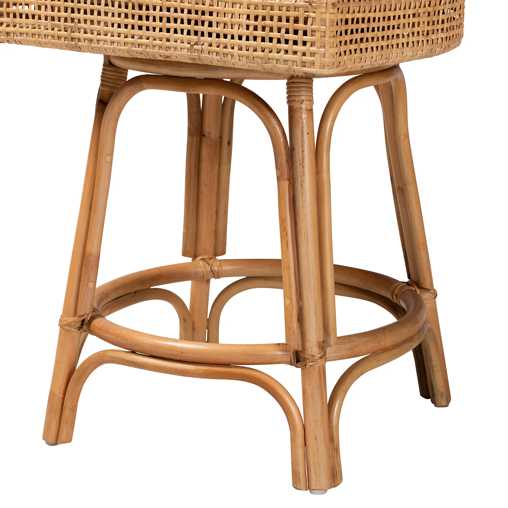 Baxton Studio bali & pari Bella Modern Bohemian Natural Brown Rattan Counter Stool - Image 7