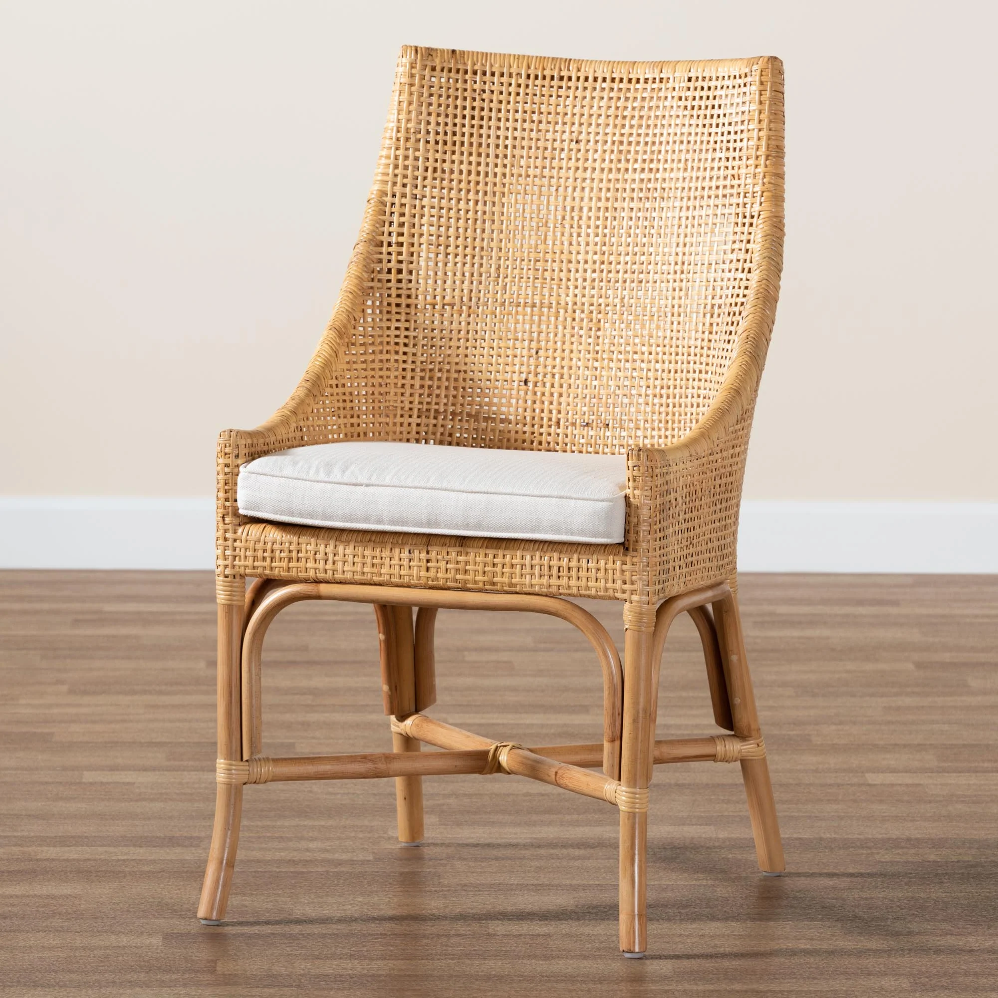 Baxton Studio bali & pari Bella Modern Bohemian Natural Brown Rattan Dining Chair - Image 2
