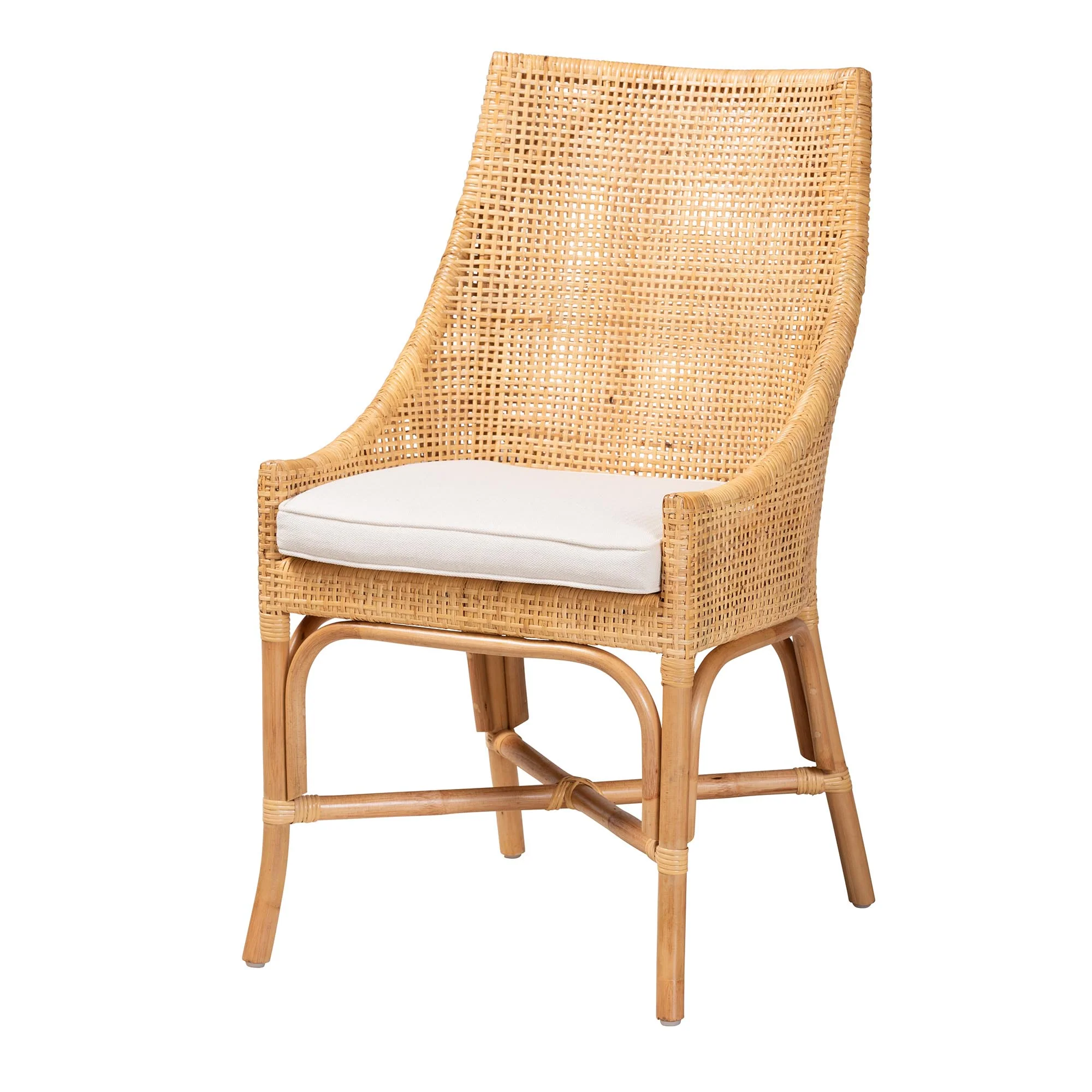 Baxton Studio bali & pari Bella Modern Bohemian Natural Brown Rattan Dining Chair - Image 4