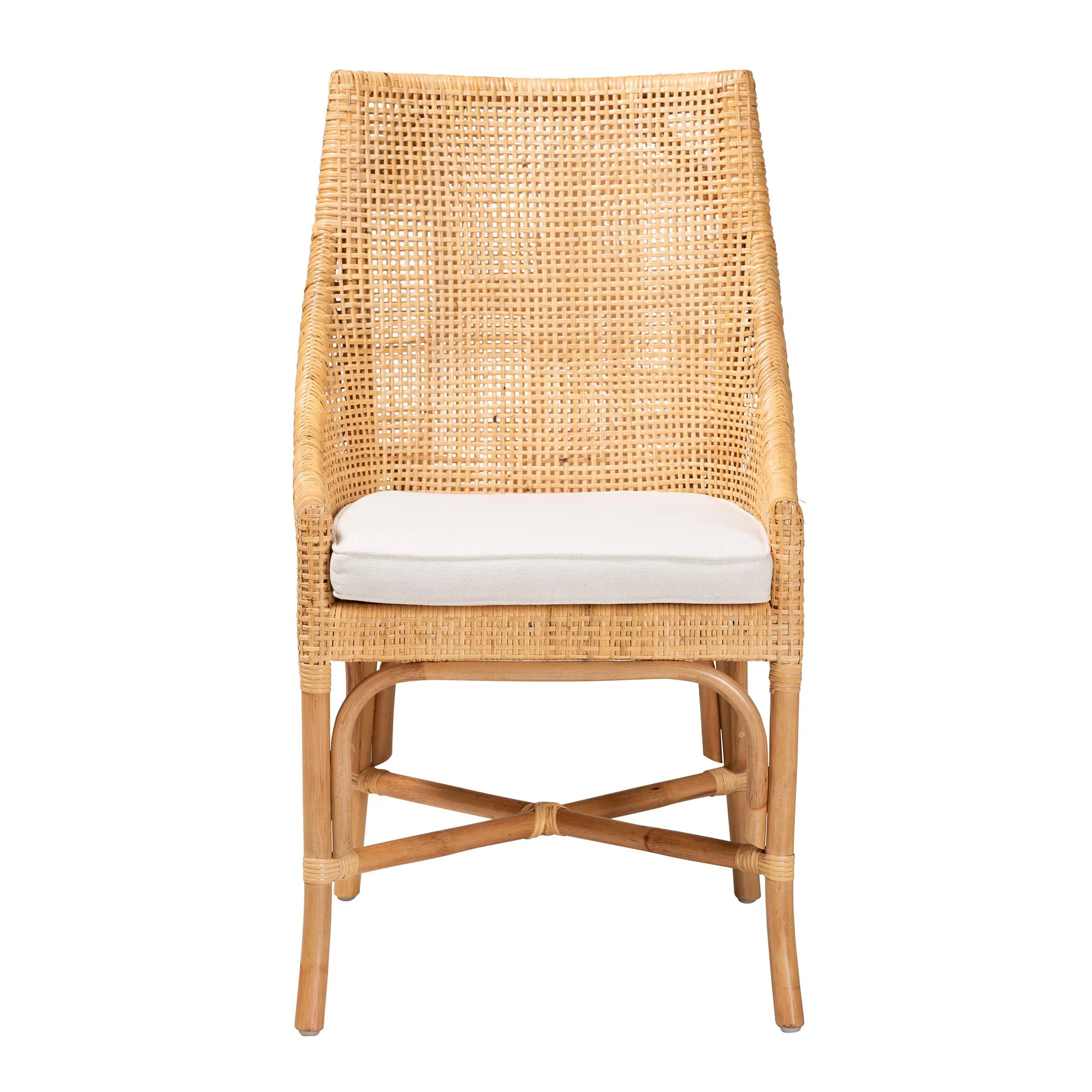 Baxton Studio bali & pari Bella Modern Bohemian Natural Brown Rattan Dining Chair - Image 5