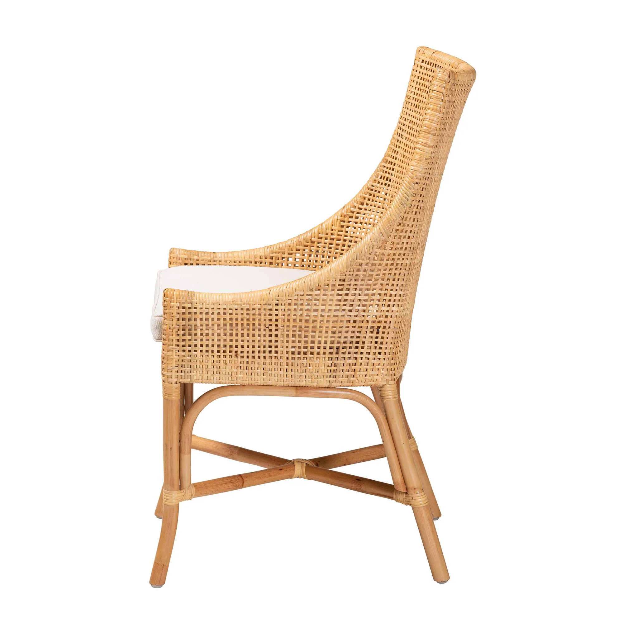 Baxton Studio bali & pari Bella Modern Bohemian Natural Brown Rattan Dining Chair - Image 6