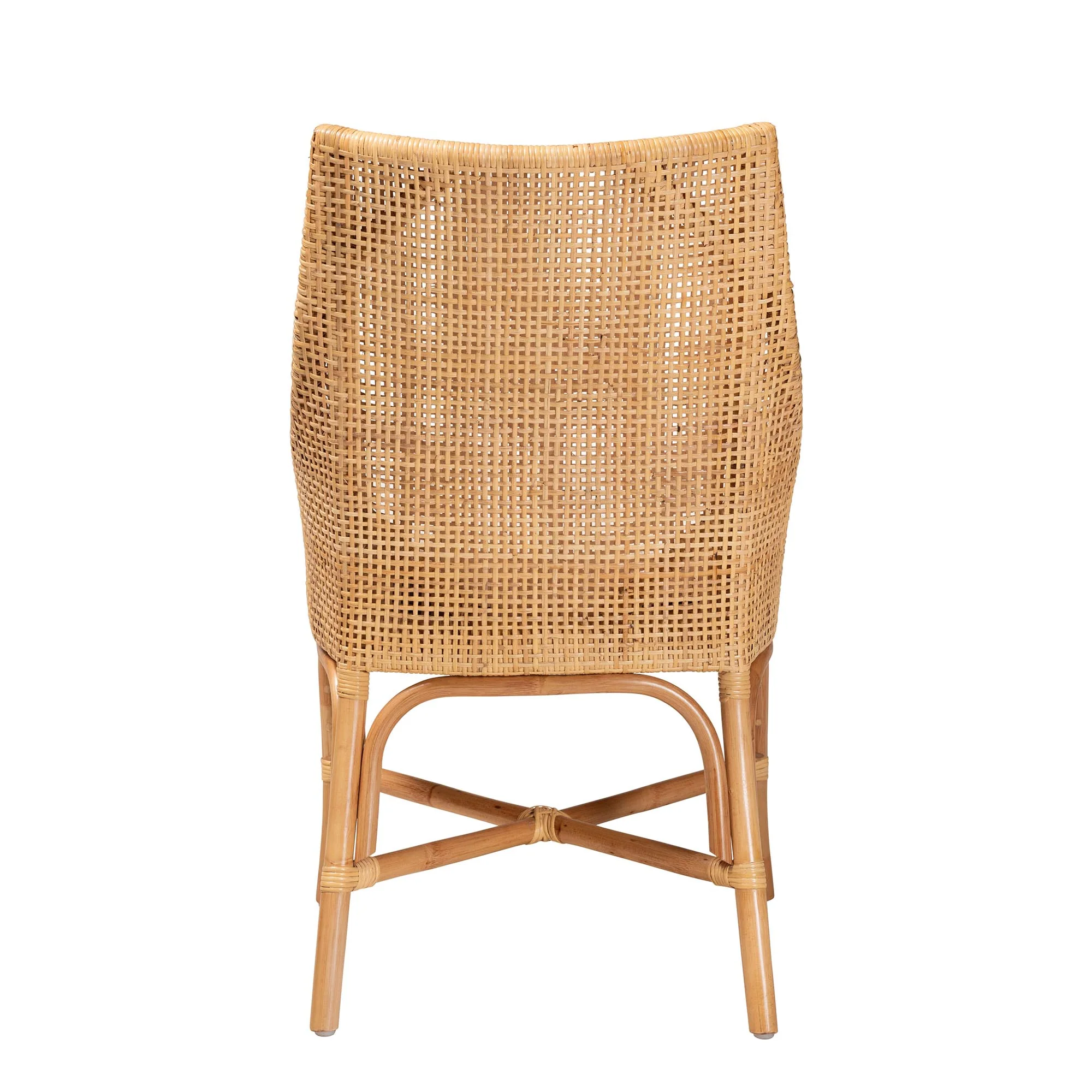 Baxton Studio bali & pari Bella Modern Bohemian Natural Brown Rattan Dining Chair - Image 7