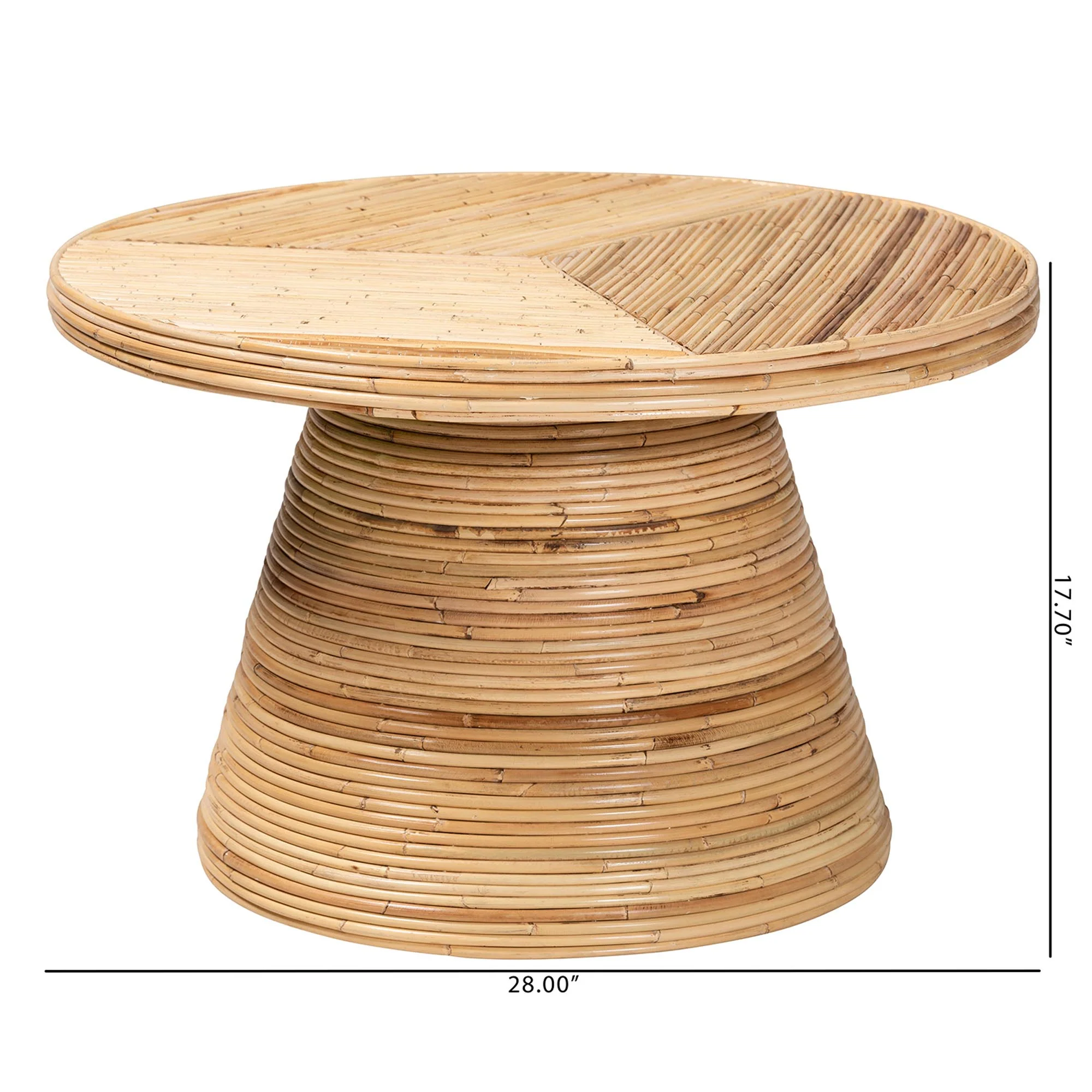 Baxton Studio bali & pari Bella Modern Bohemian Natural Rattan and Mahogany Wood Coffee Table - Image 2