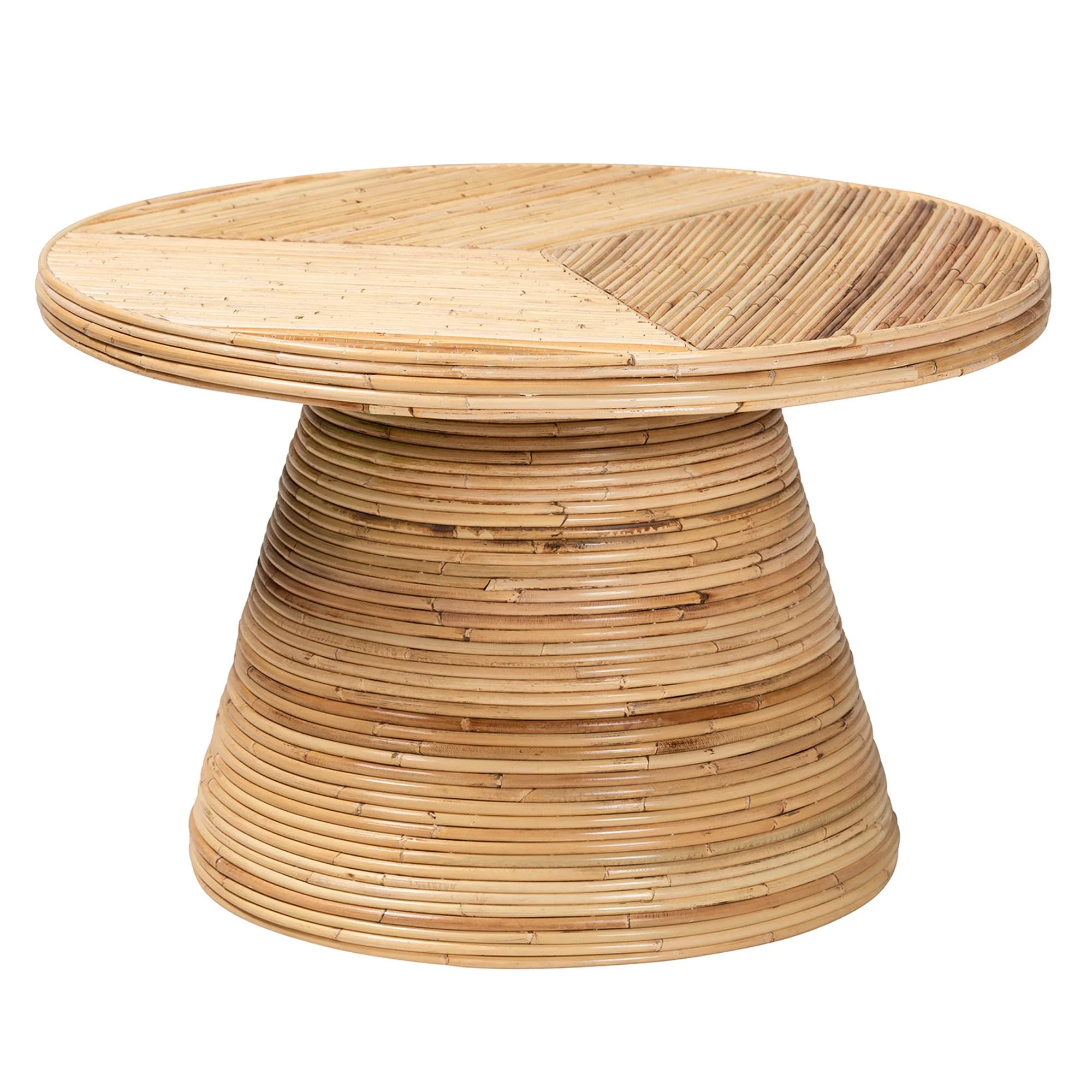 Baxton Studio bali & pari Bella Modern Bohemian Natural Rattan and Mahogany Wood Coffee Table - Image 3