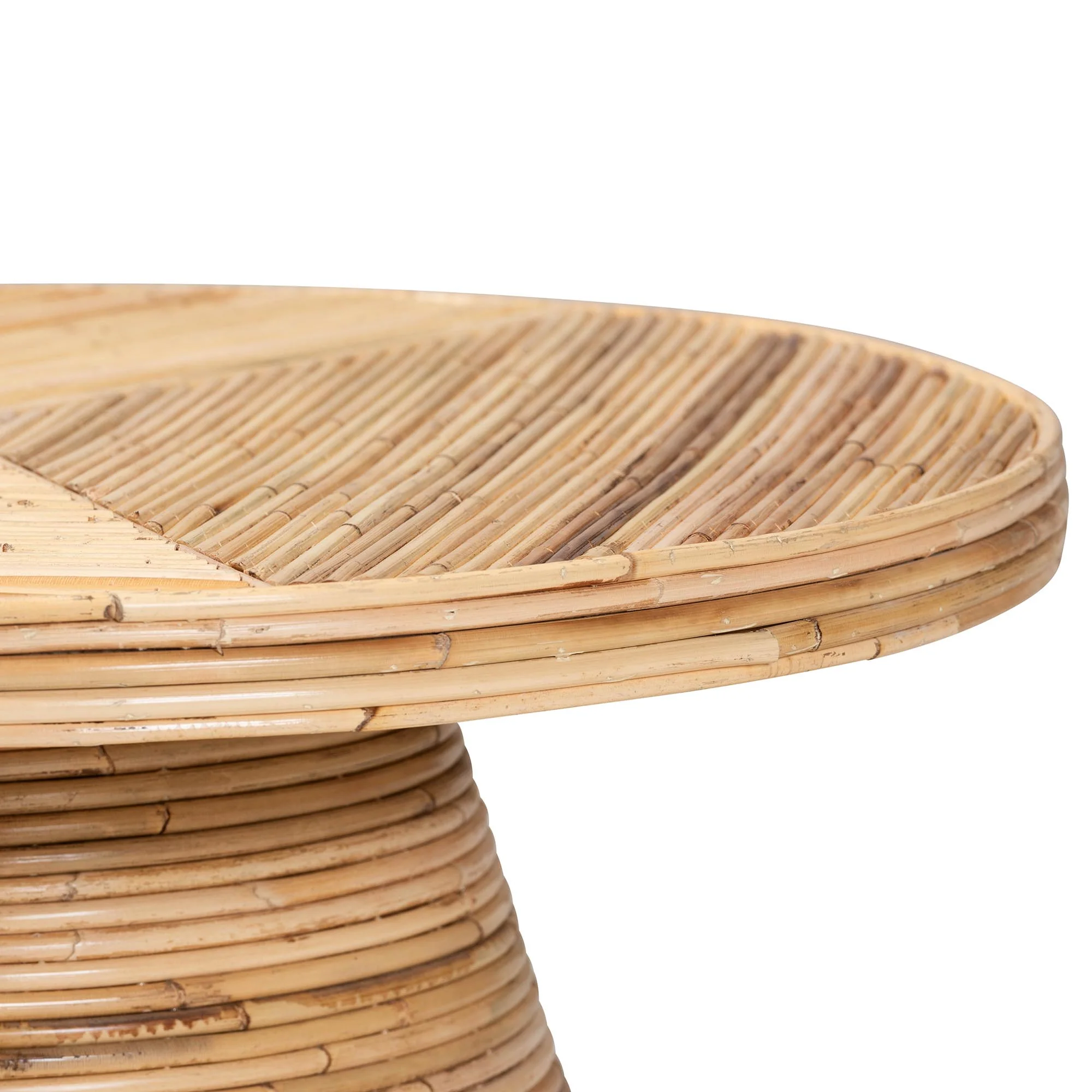Baxton Studio bali & pari Bella Modern Bohemian Natural Rattan and Mahogany Wood Coffee Table - Image 4