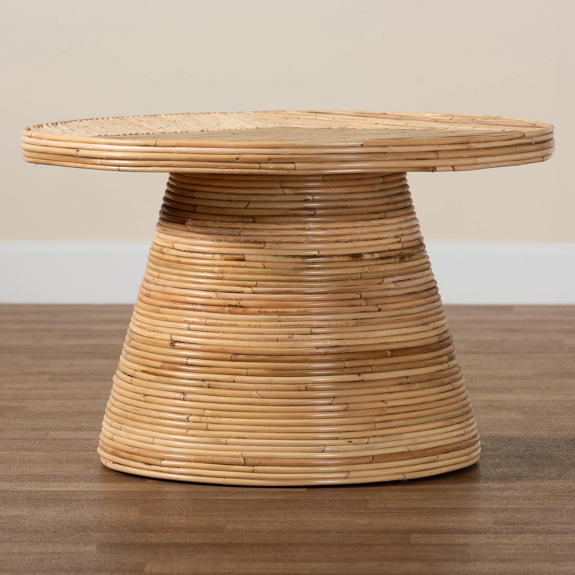 Baxton Studio bali & pari Bella Modern Bohemian Natural Rattan and Mahogany Wood Coffee Table - Image 8