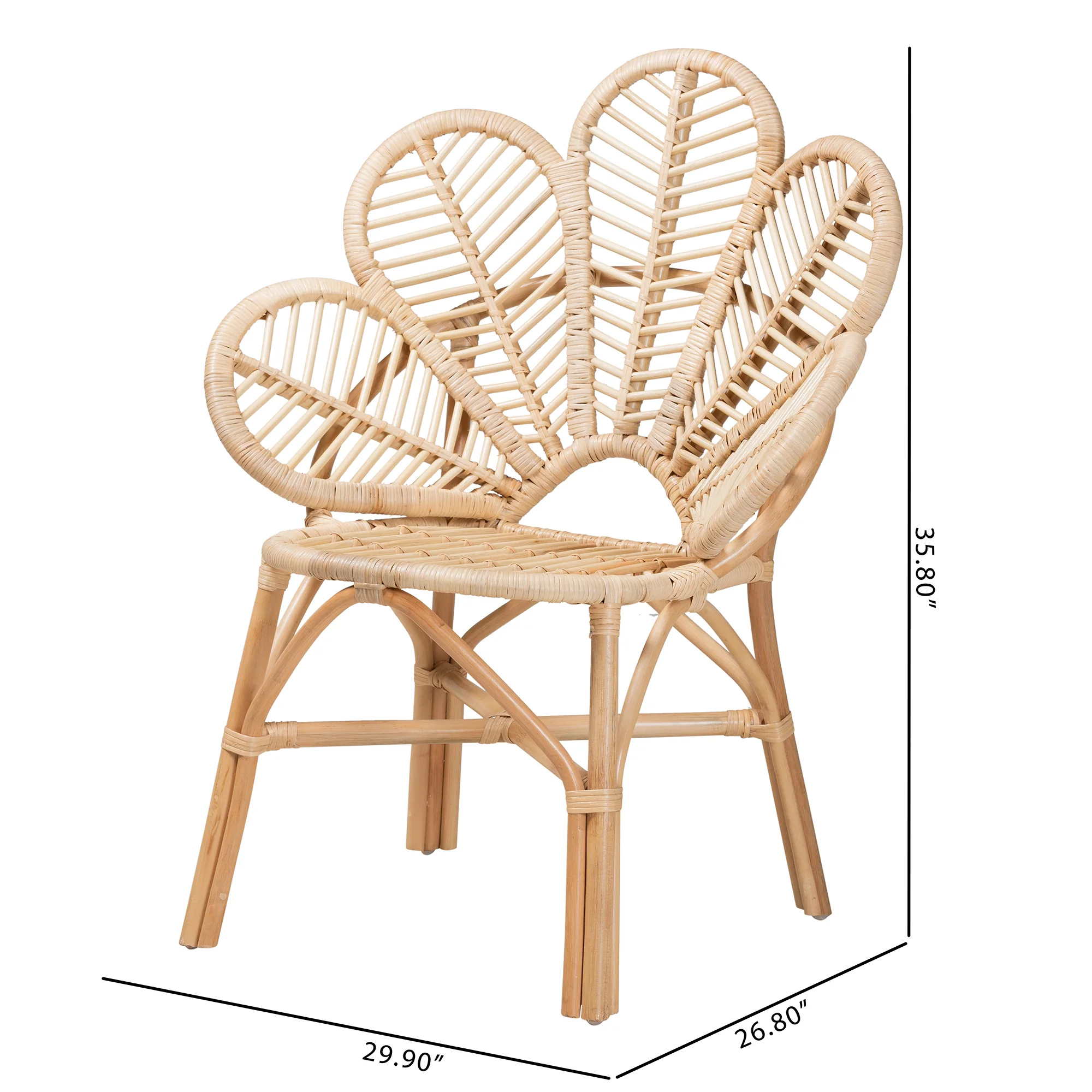 Baxton Studio bali & pari Bianca Modern Bohemian Natural Brown Rattan Flower Chair - Image 10