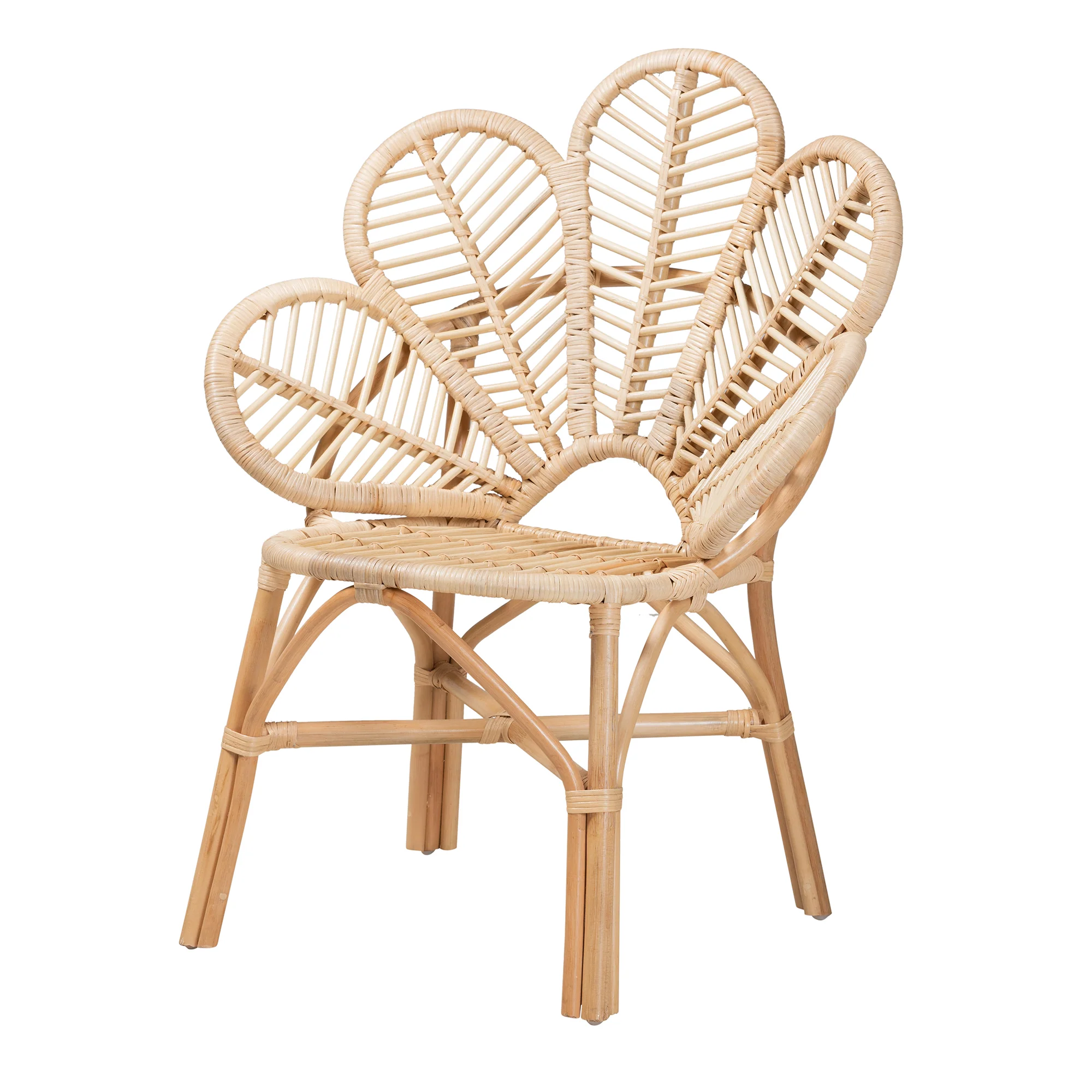 Baxton Studio bali & pari Bianca Modern Bohemian Natural Brown Rattan Flower Chair - Image 2