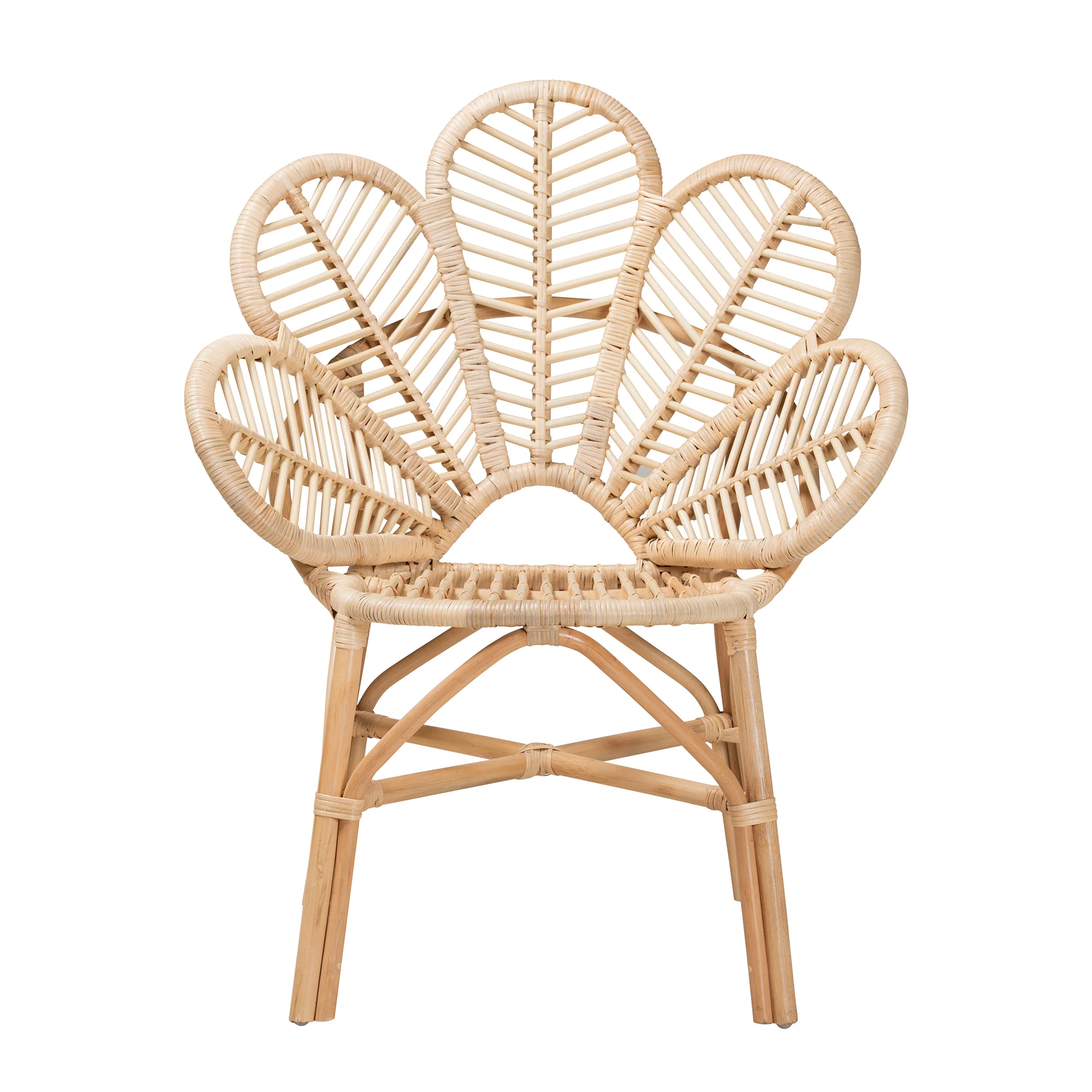 Baxton Studio bali & pari Bianca Modern Bohemian Natural Brown Rattan Flower Chair - Image 3