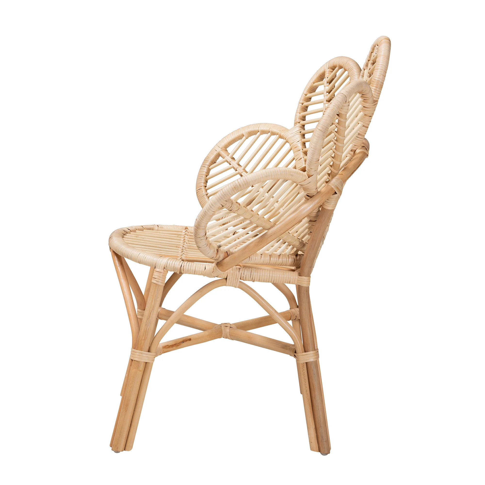Baxton Studio bali & pari Bianca Modern Bohemian Natural Brown Rattan Flower Chair - Image 4