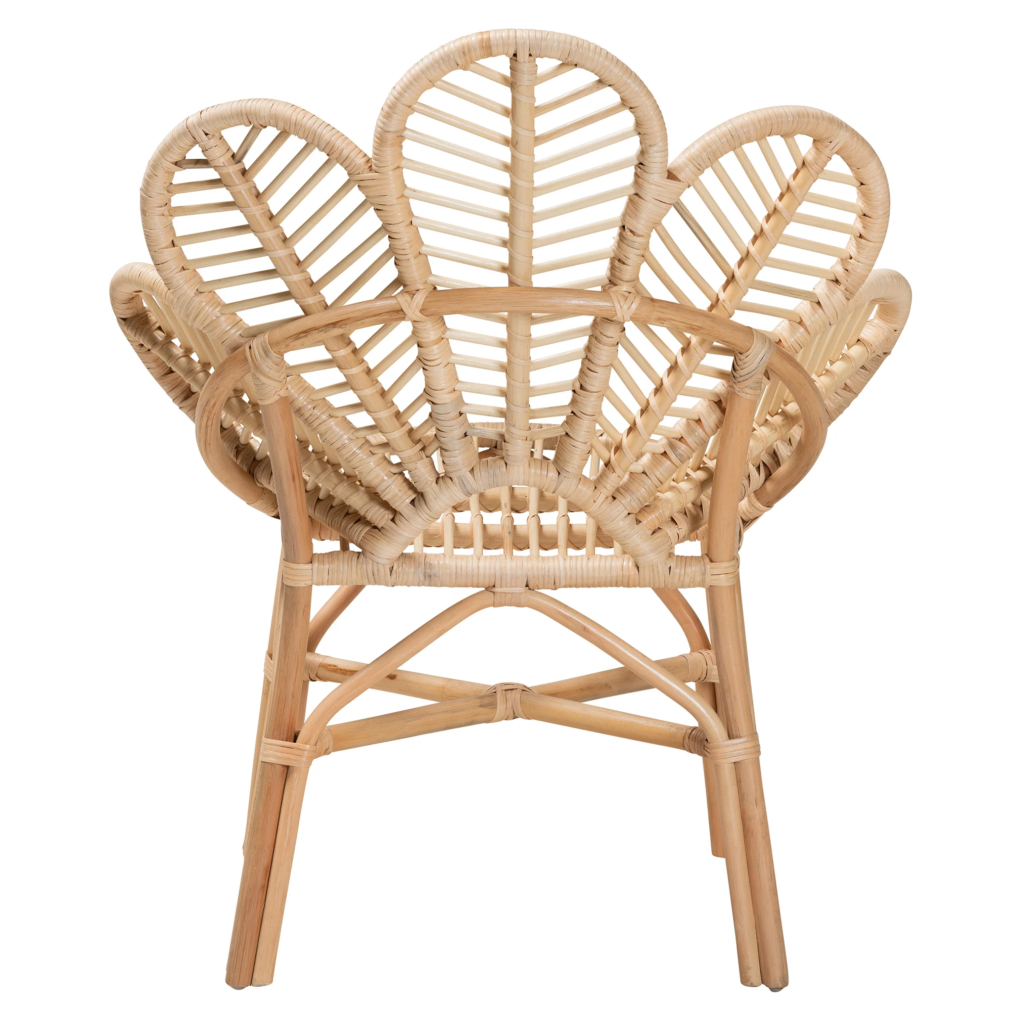 Baxton Studio bali & pari Bianca Modern Bohemian Natural Brown Rattan Flower Chair - Image 5